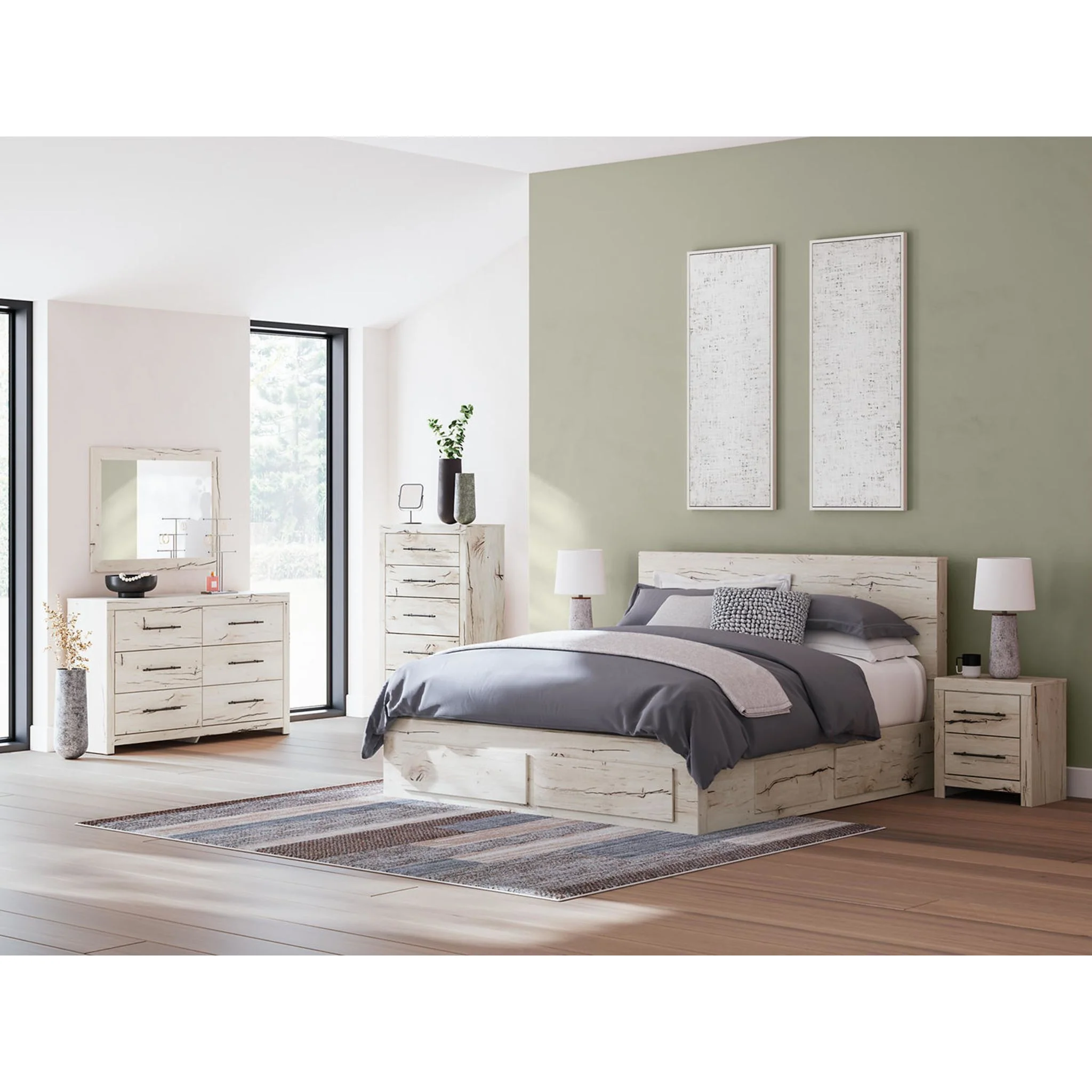 Lawroy Platform Bed with 6 Drawer Storage - Light Natural - Image 35