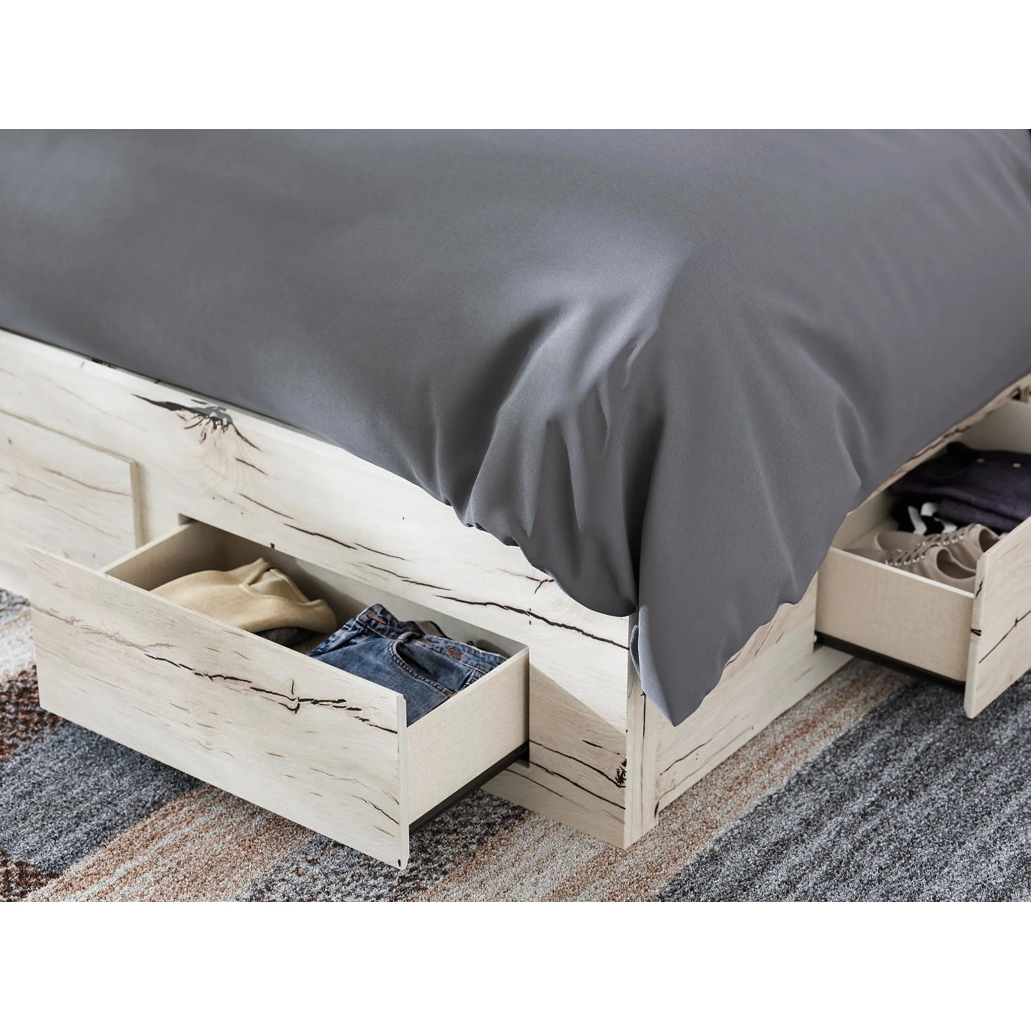 Lawroy Platform Bed with 6 Drawer Storage - Light Natural - Image 5