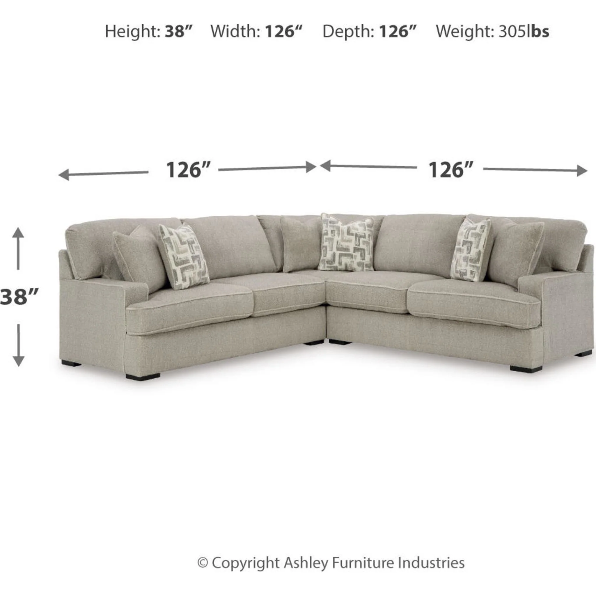 Lelandwood 3 Piece Sectional - Sisal - Image 3