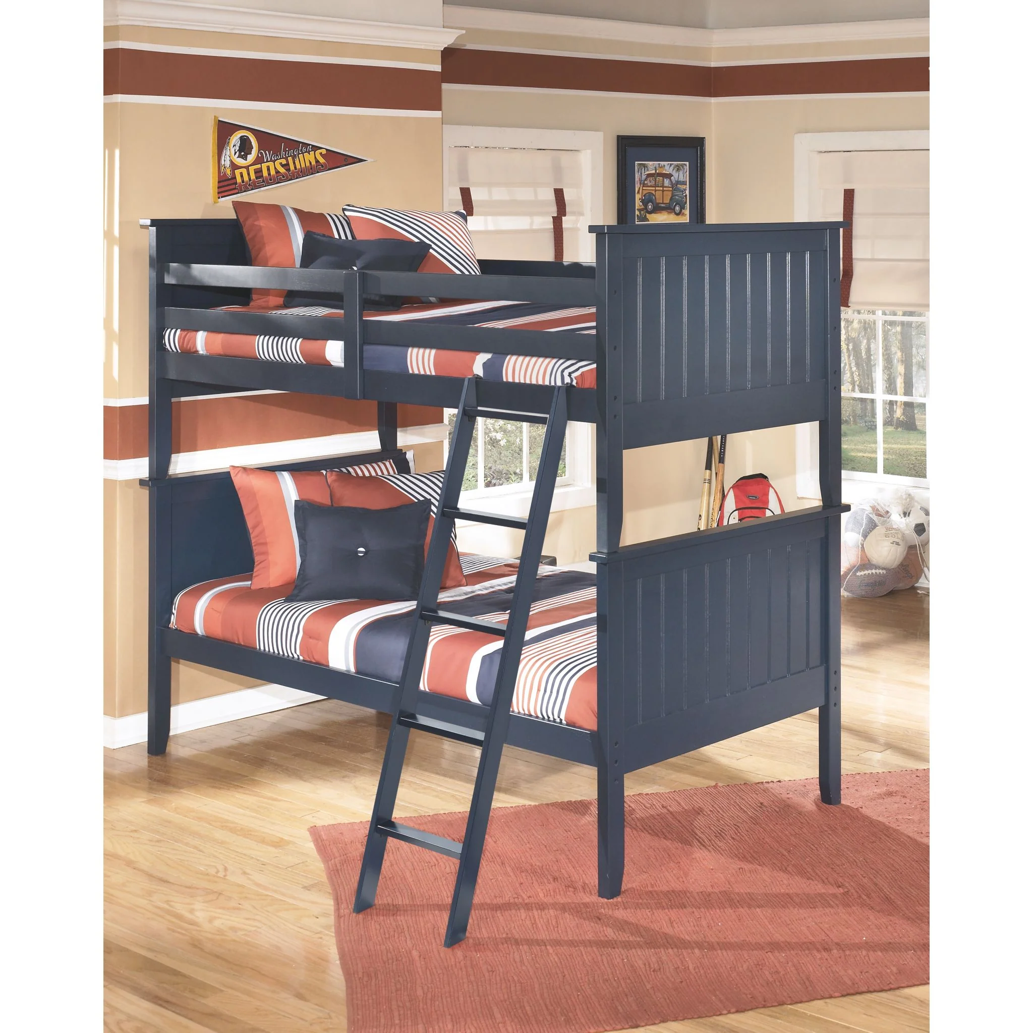 Leo Twin/Twin Bunk Bed w/Ladder - Blue - Image 2
