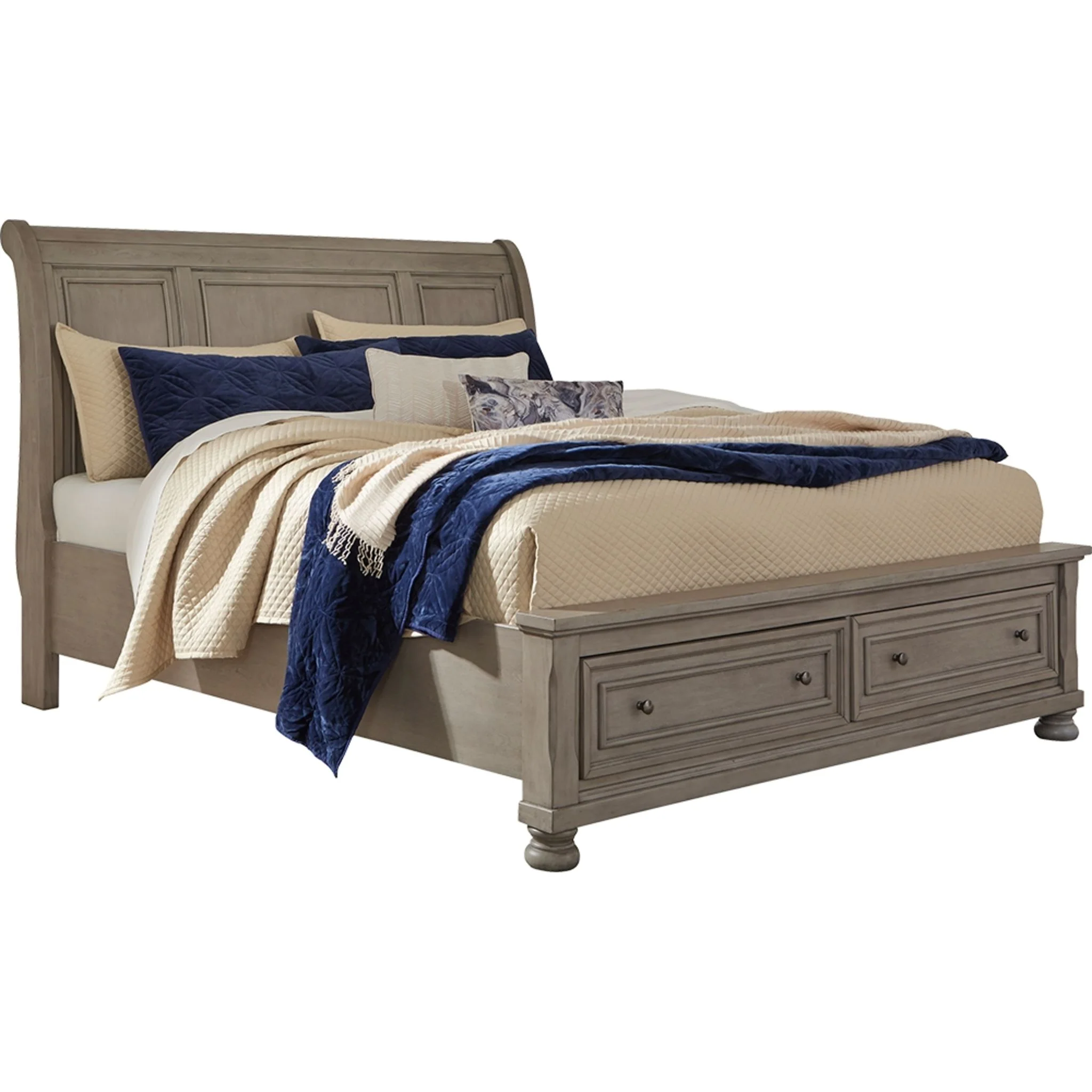 Lettner 5 Piece King Storage Bedroom - Light Gray - Image 2