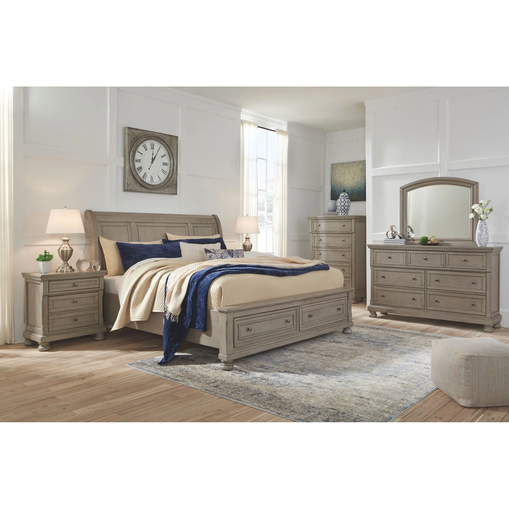 Lettner 5 Piece King Storage Bedroom - Light Gray - Image 4
