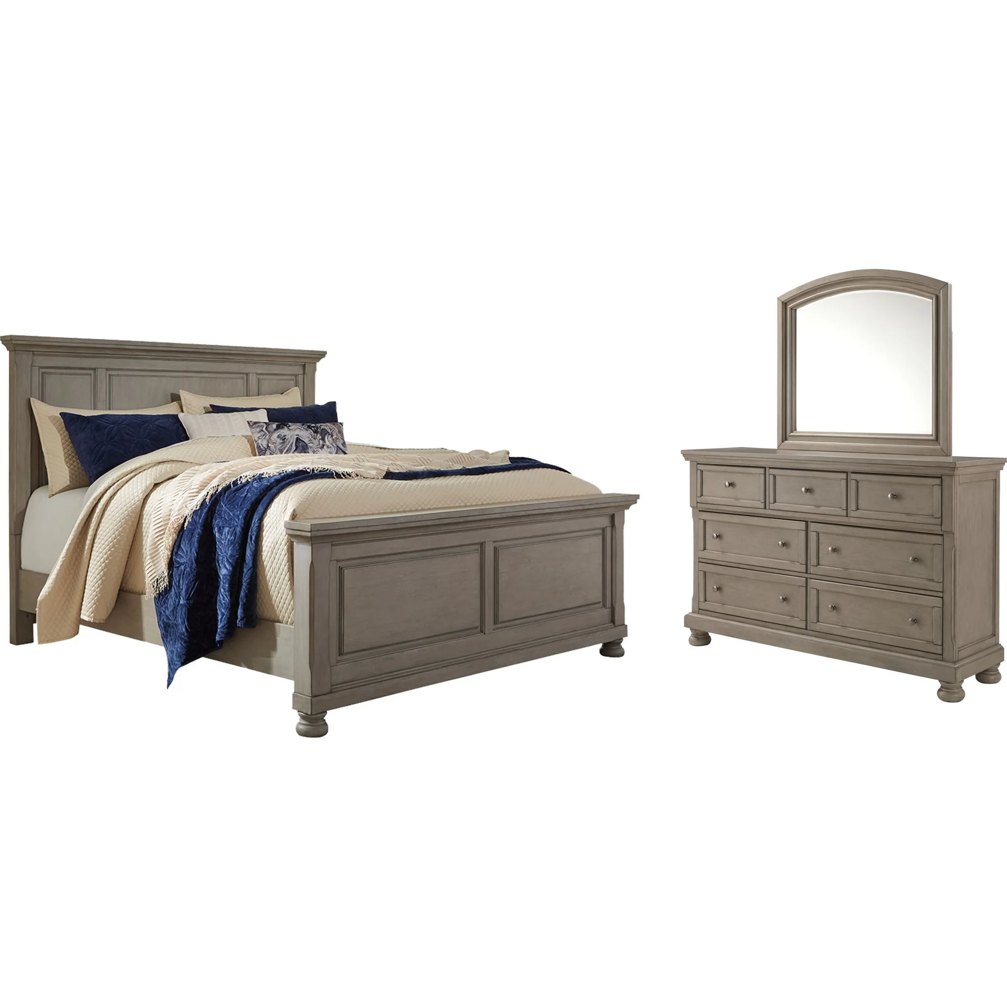 Lettner 5 Piece Queen Panel Bedroom - Light Gray