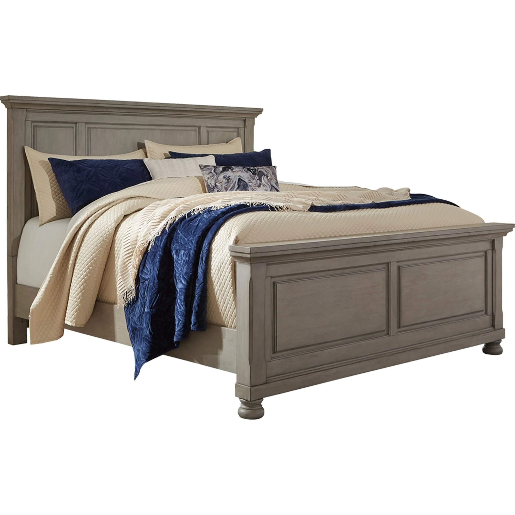 Lettner 5 Piece Queen Panel Bedroom - Light Gray - Image 2