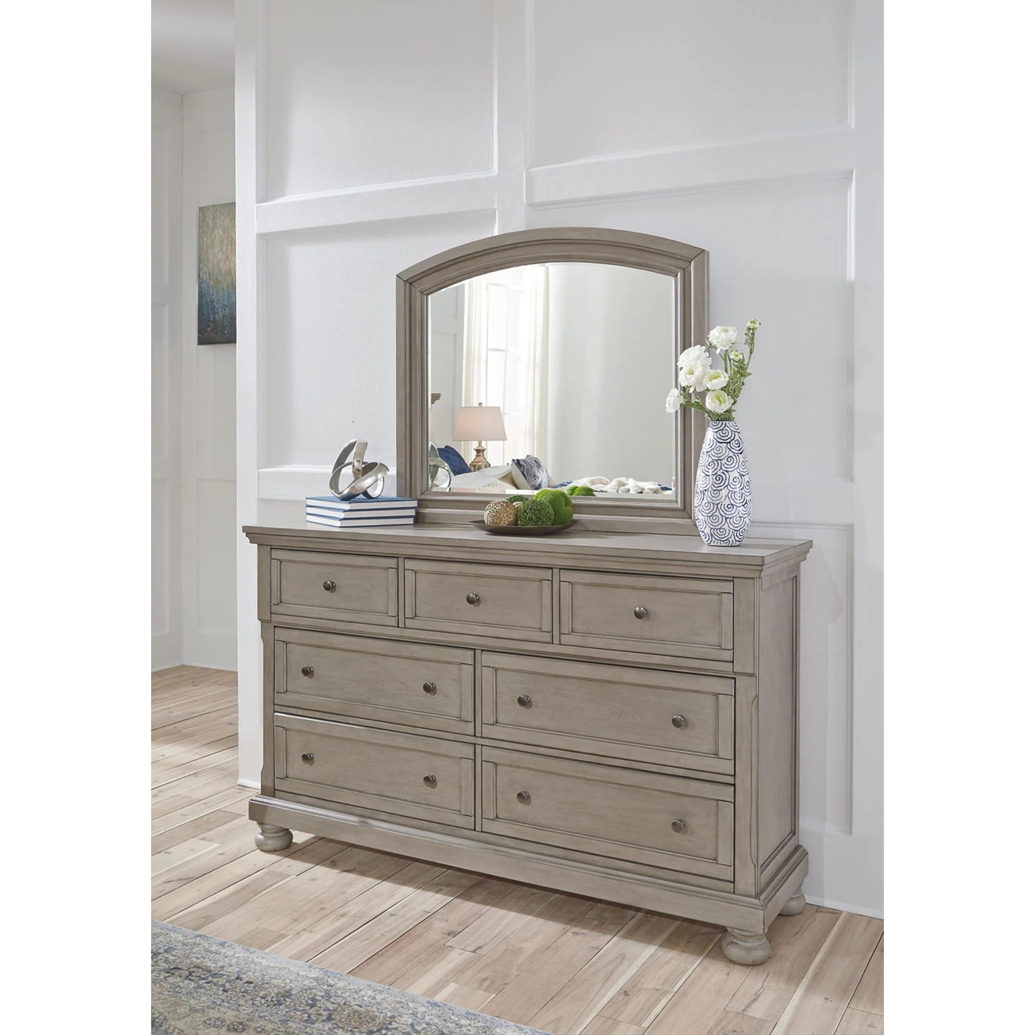Lettner Dresser and Mirror - Light Gray - Image 8
