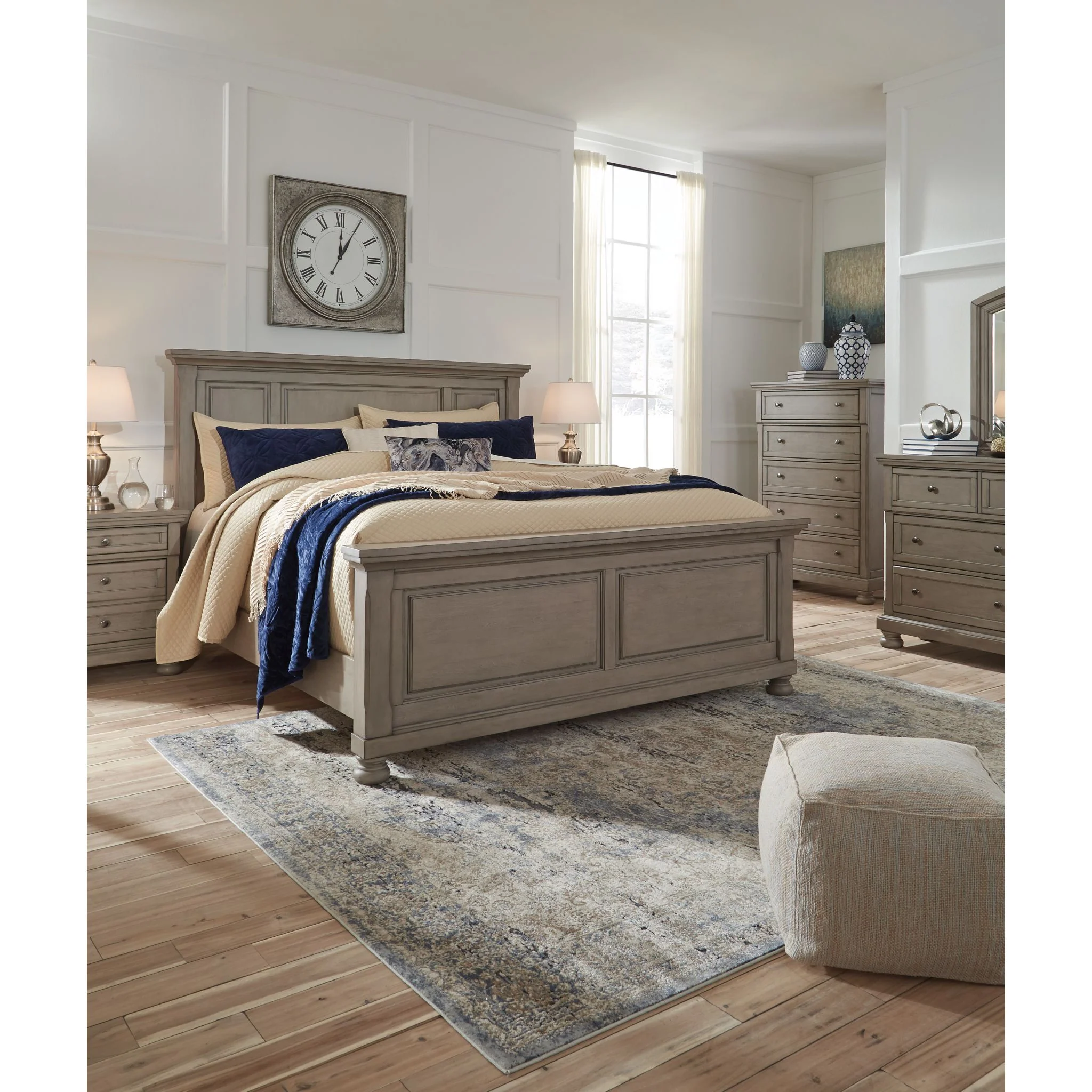 Lettner King Panel Bed - Light Gray - Image 3