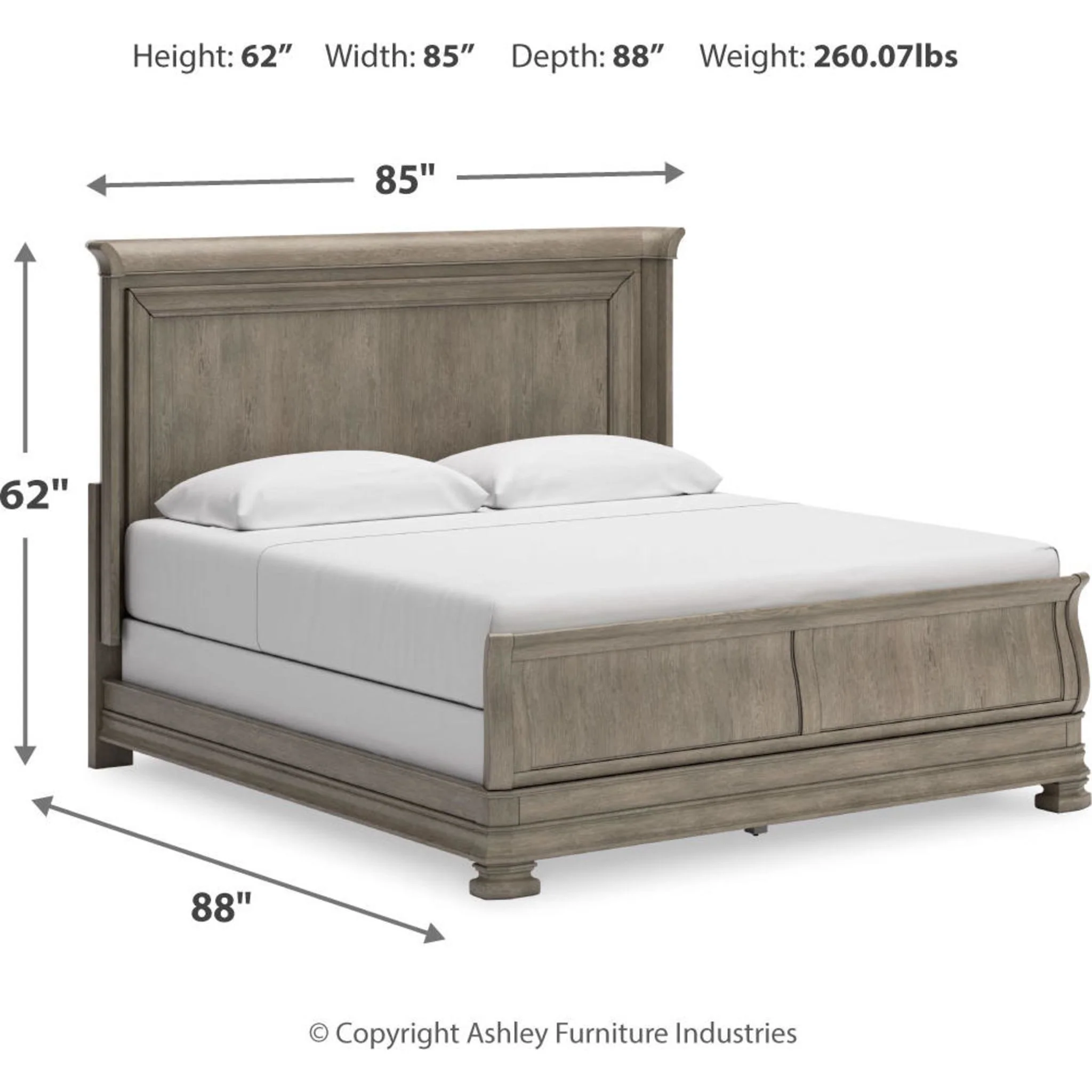 Lexorne 6 Piece King Sleigh Bedroom - Gray - Image 15