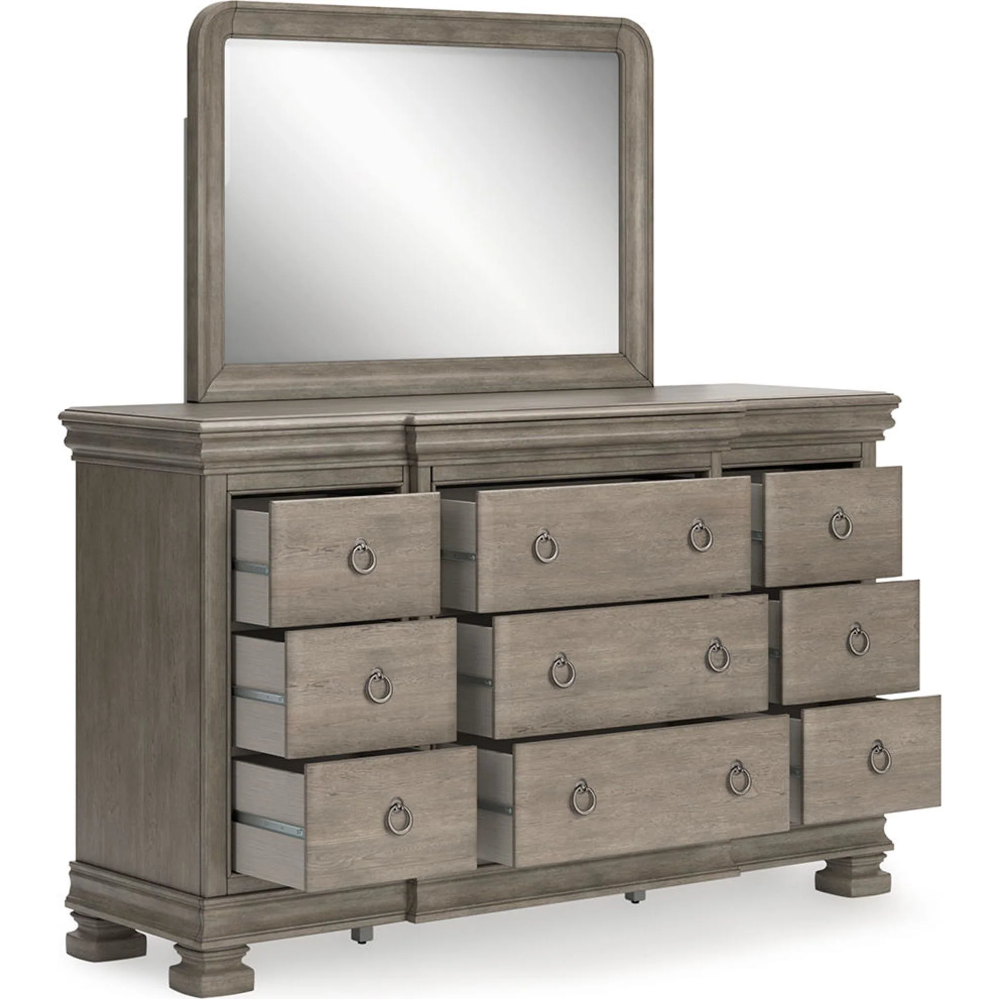 Lexorne Dresser and Mirror - Gray - Image 3