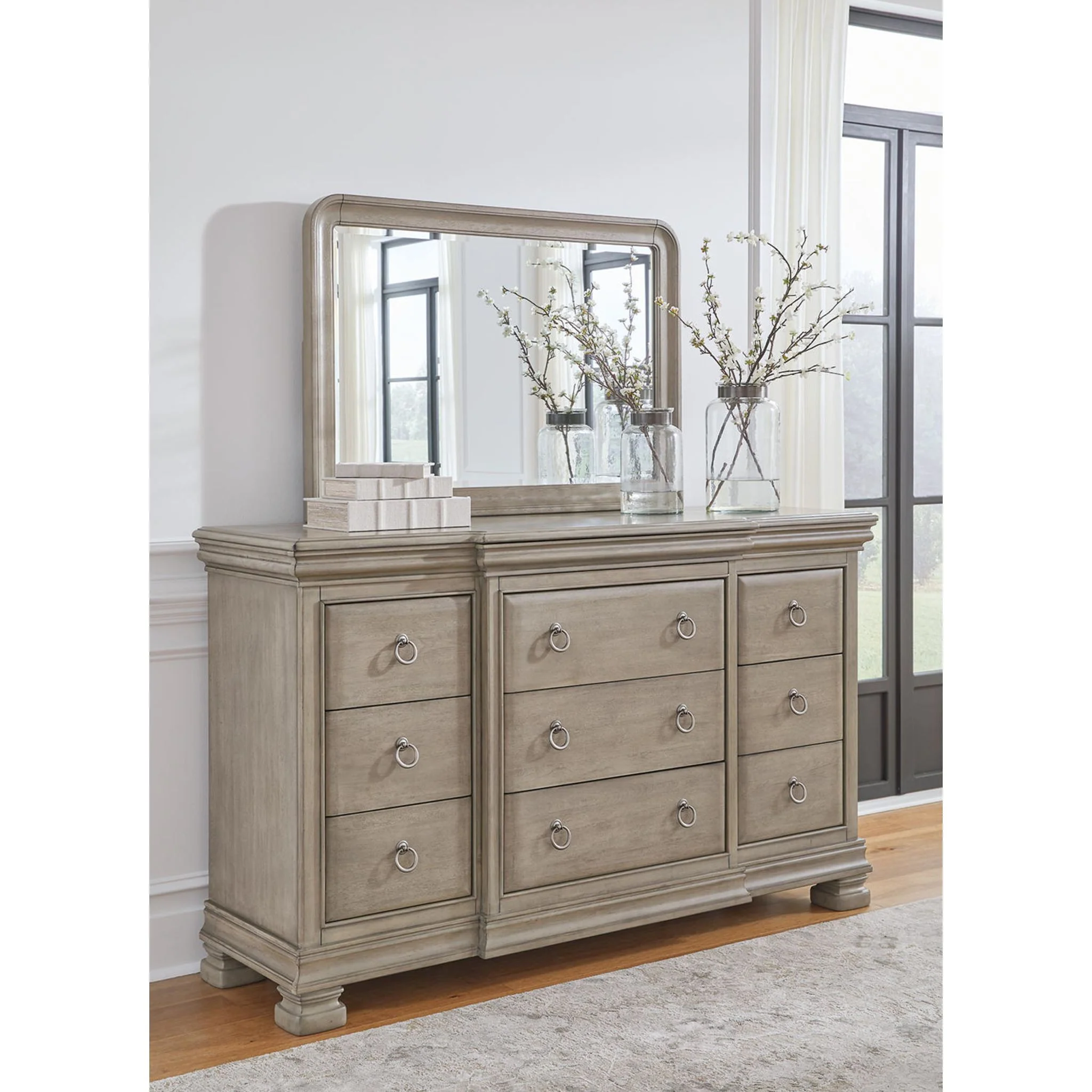 Lexorne Dresser and Mirror - Gray - Image 8