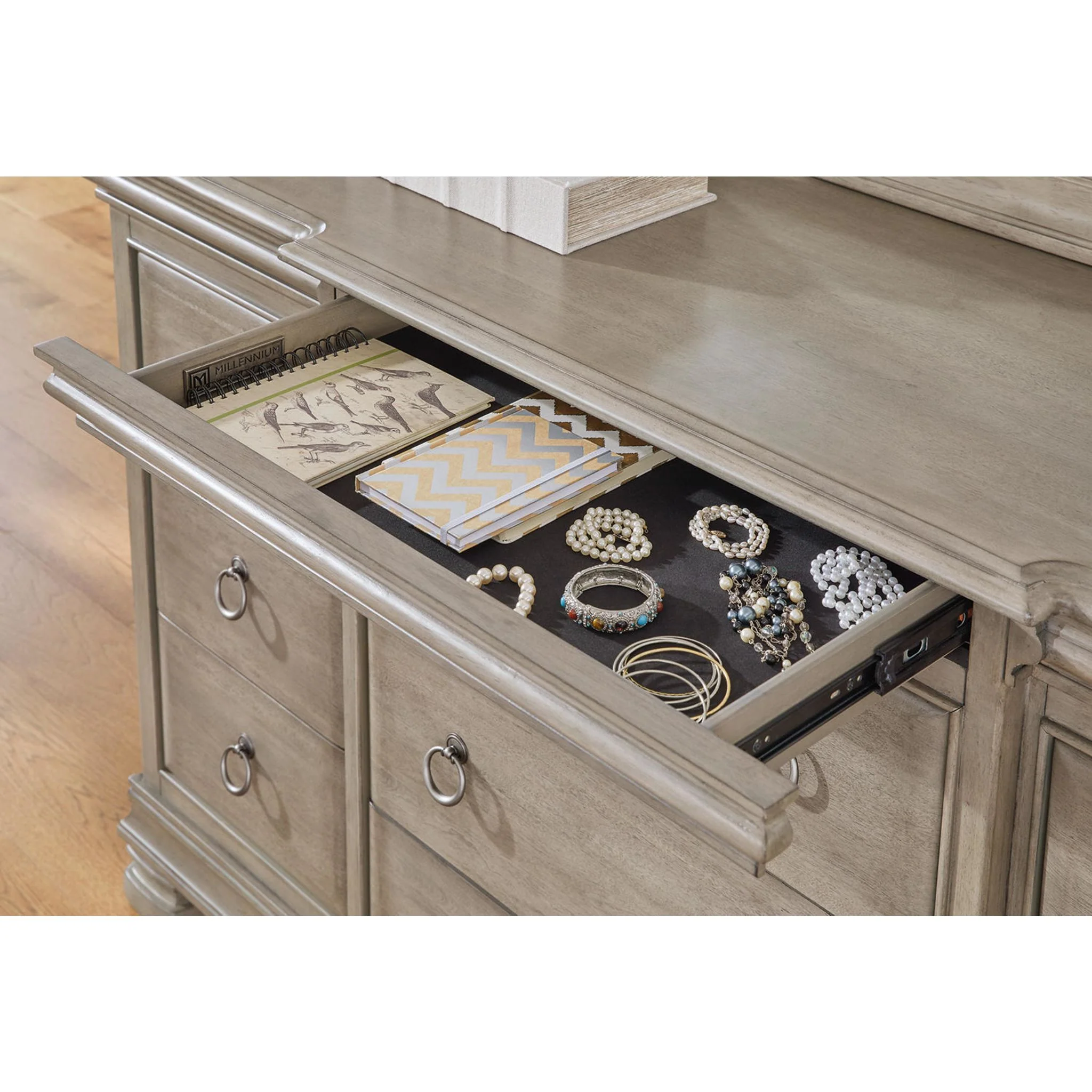 Lexorne Dresser and Mirror - Gray - Image 9
