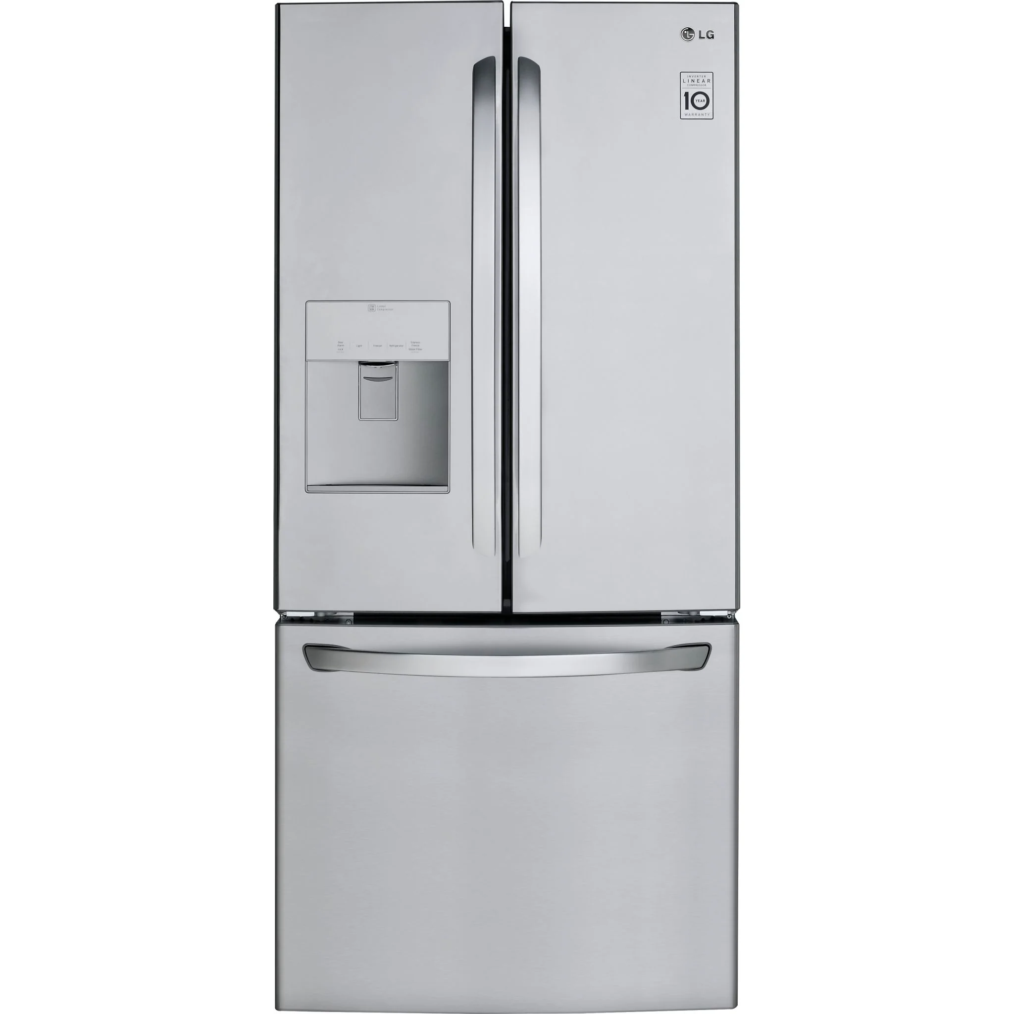 LG 21.8 cu.ft. Standard-Depth French 3-Door Refrigerator With External Water Dispenser and Ice Maker - Stainless (LRFWS2200S)