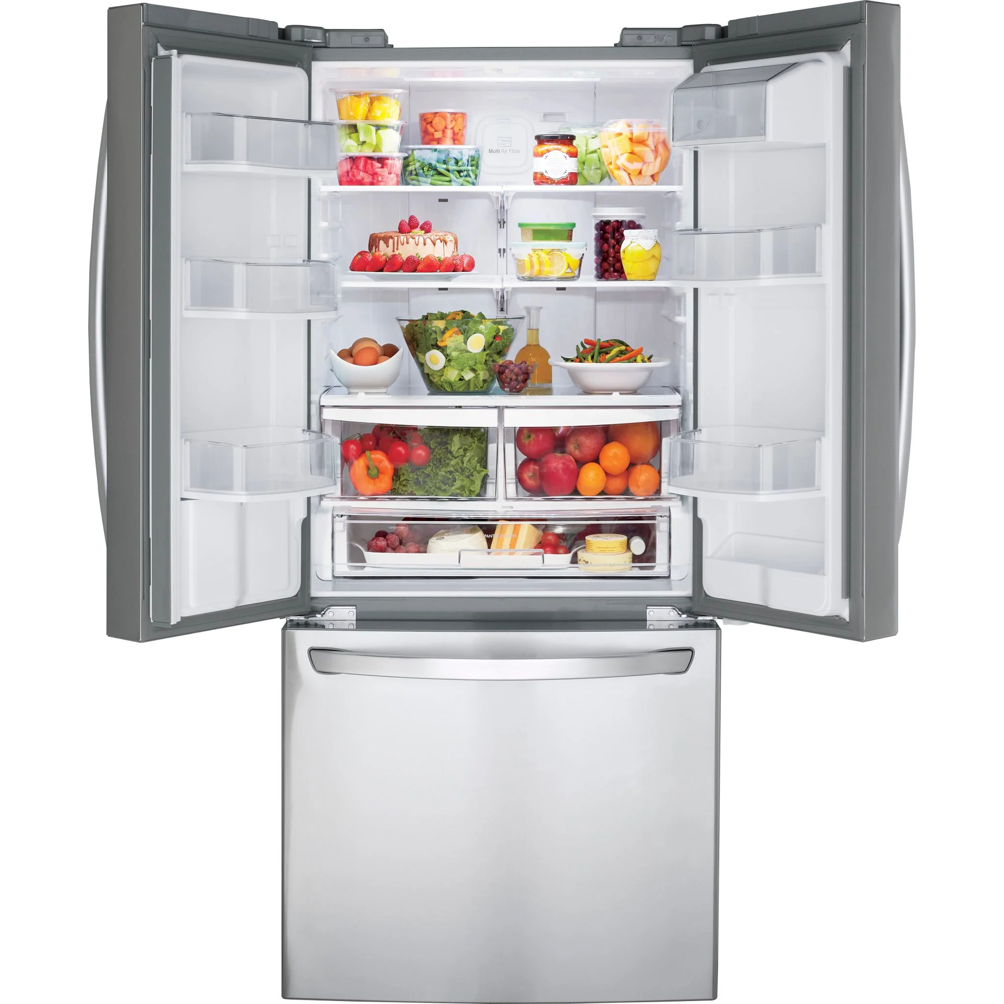 LG 21.8 cu.ft. Standard-Depth French 3-Door Refrigerator With External Water Dispenser and Ice Maker - Stainless (LRFWS2200S) - Image 4
