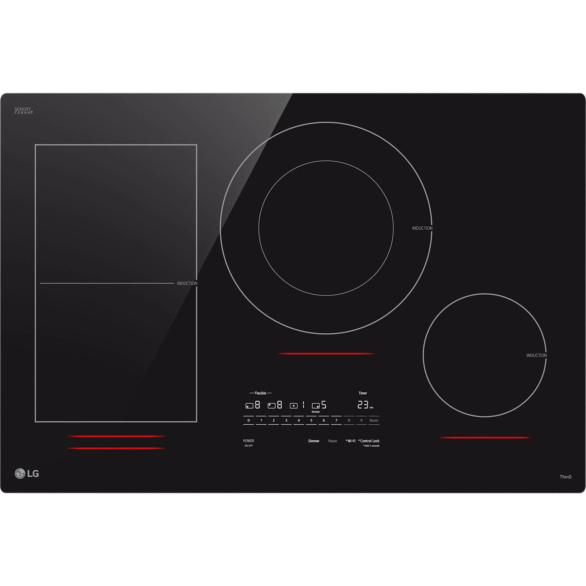 LG 30” Smart Induction Cooktop with UltraHeat™ 5.0kW Element - Black (CBIH3017BE)