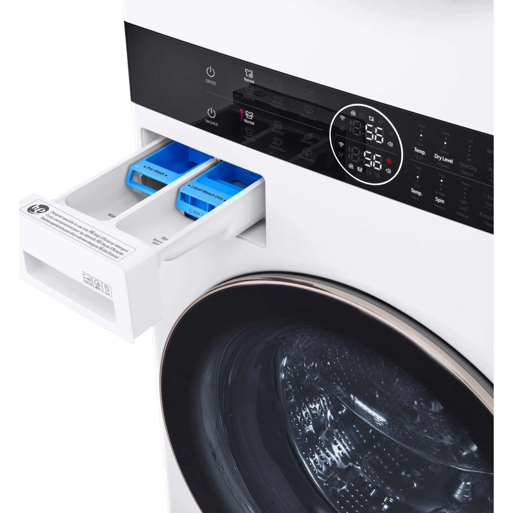 LG Single Unit Front Load LG WashTower® with Centre Control™ 5.2 cu. ft. Washer and 7.4 cu. ft. Electric Dryer - White (WKE100HWA) - Image 3