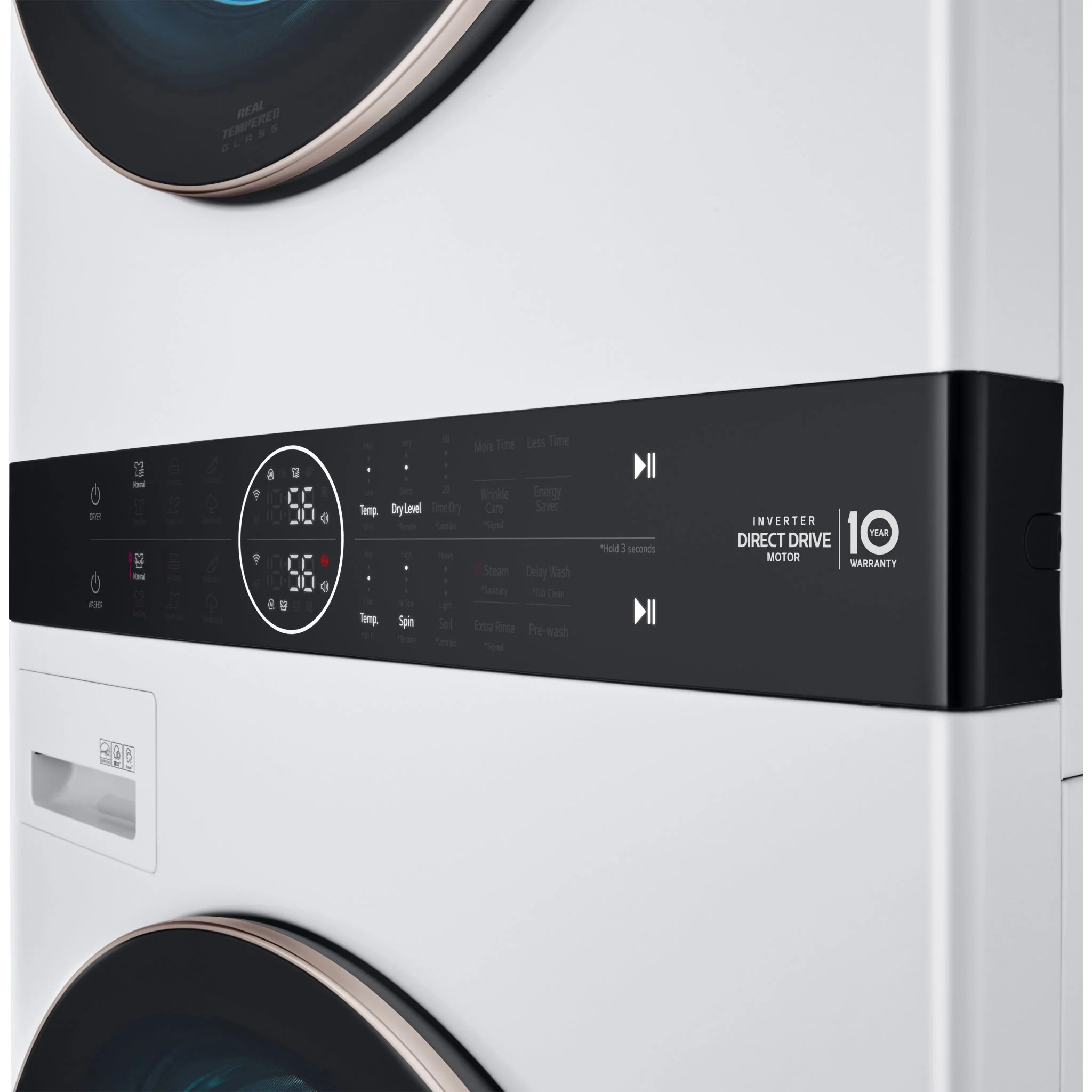 LG Single Unit Front Load LG WashTower® with Centre Control™ 5.2 cu. ft. Washer and 7.4 cu. ft. Electric Dryer - White (WKE100HWA) - Image 6