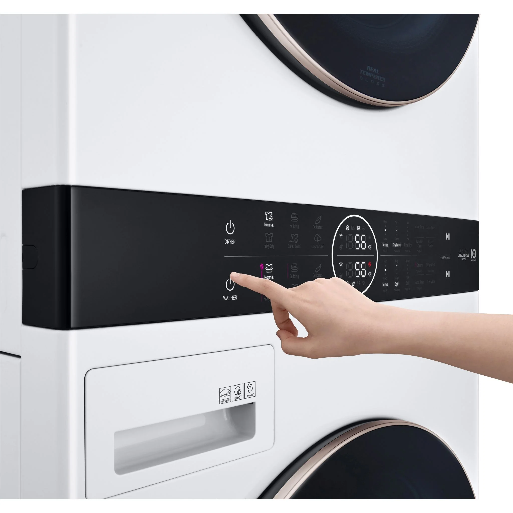 LG Single Unit Front Load LG WashTower® with Centre Control™ 5.2 cu. ft. Washer and 7.4 cu. ft. Electric Dryer - White (WKE100HWA) - Image 7