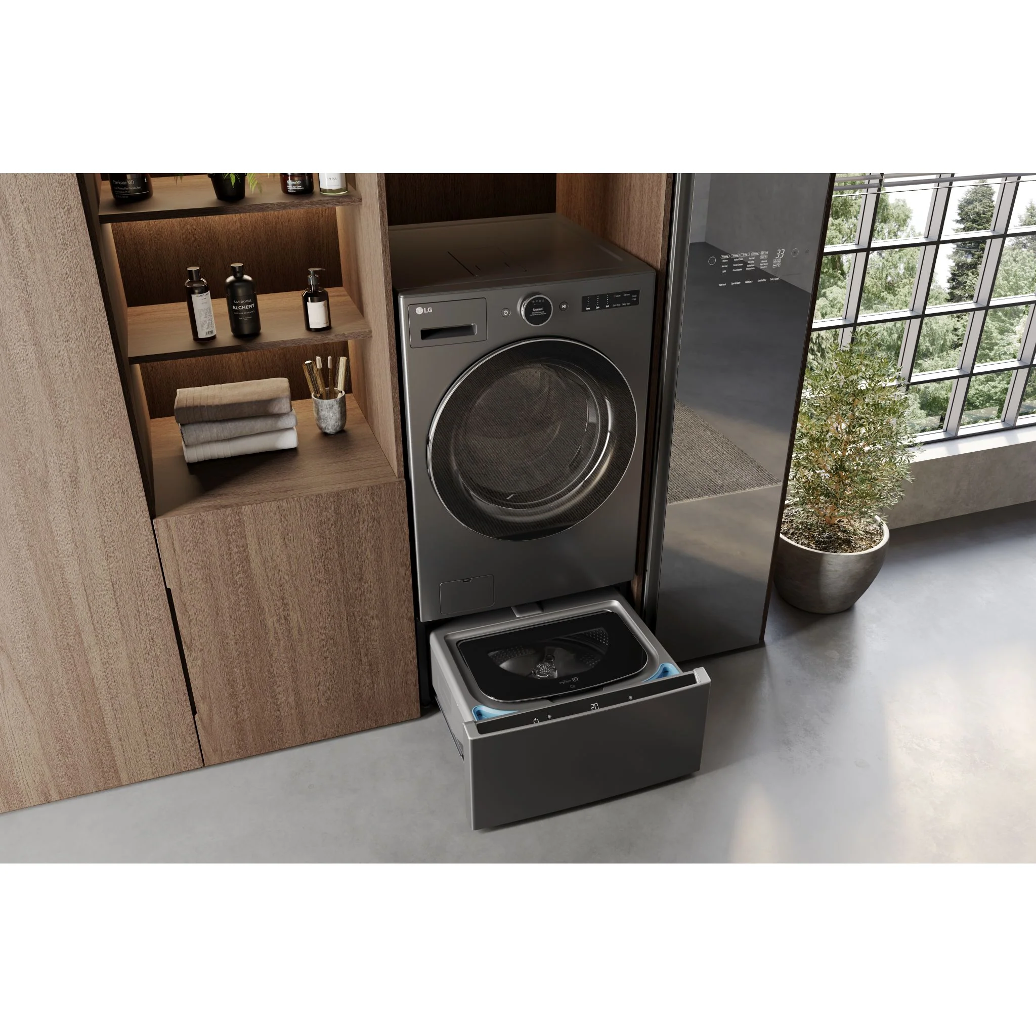 LG 5.7 cu.ft All-in-One WashComboTM with Heat Pump - Black Steel (WM6998HBA) - Image 10