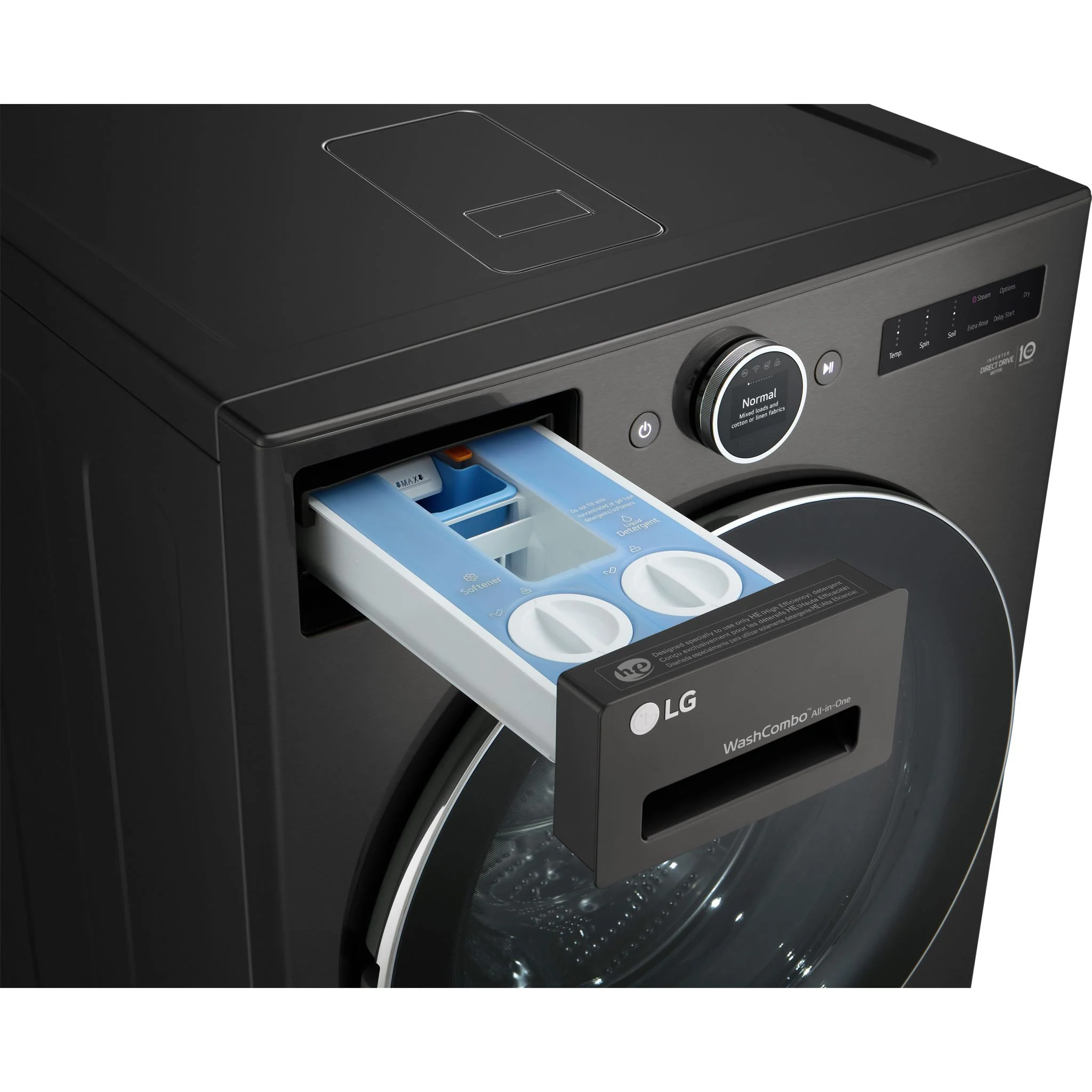 LG 5.7 cu.ft All-in-One WashComboTM with Heat Pump - Black Steel (WM6998HBA) - Image 5