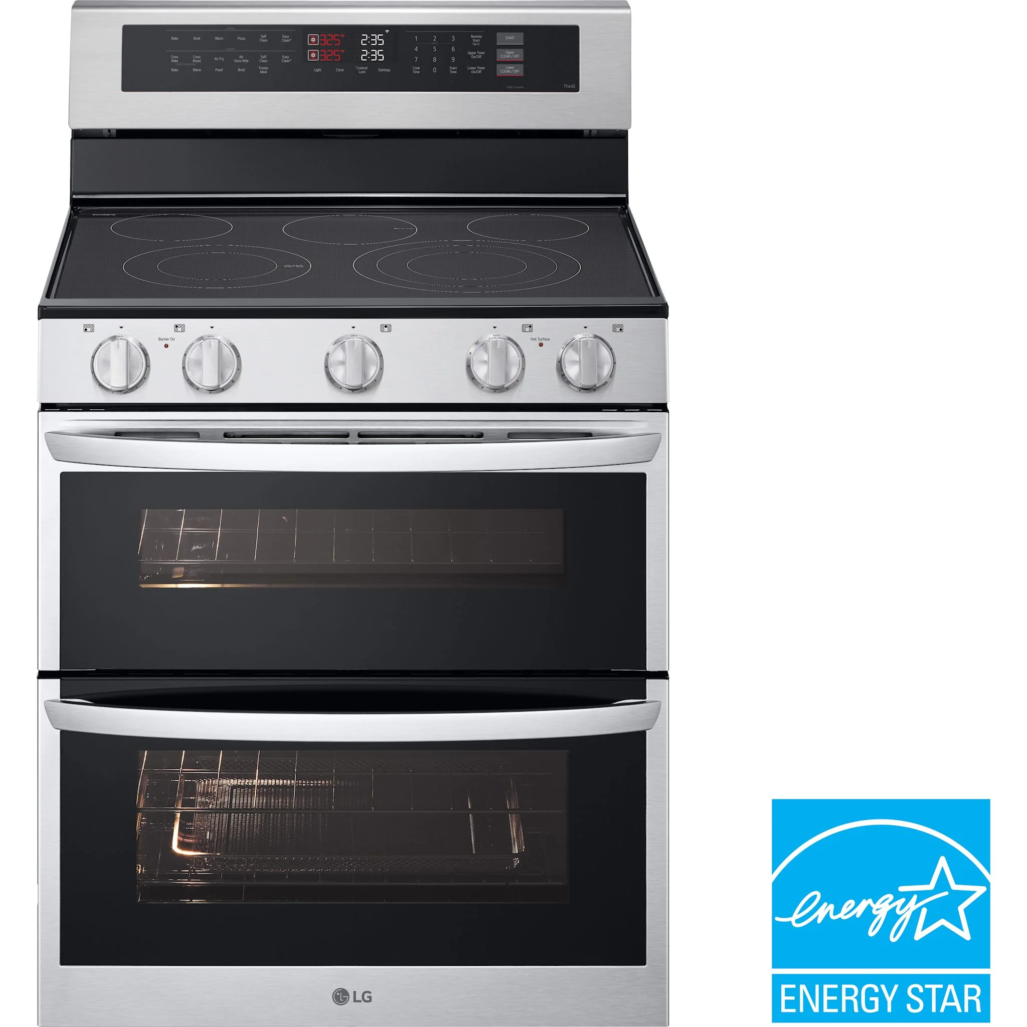 LG 7.3 cu. ft. Electric Double Oven Freestanding Range with ProBake Convection® and Air Fry - Stainless (LDEL7324SE)