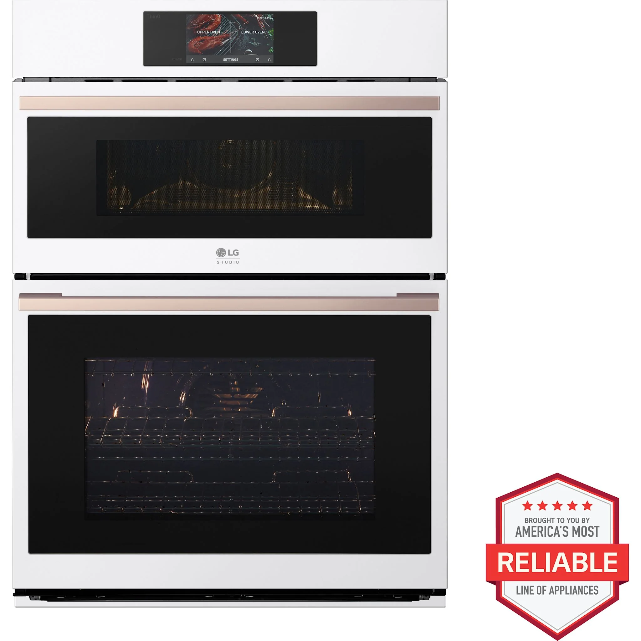 LG Studio Essence White 1.7/ 4.7 cu.ft. Combination Double Wall Oven - Essence White (WCES6428N)
