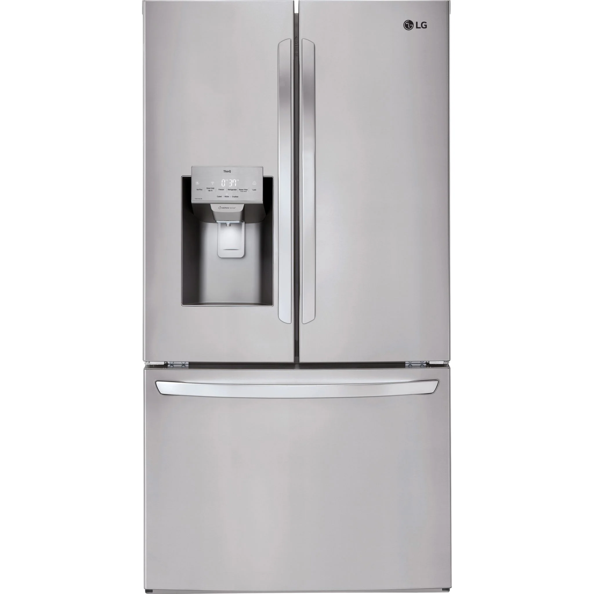LG 28 cu.ft 3 Door French Door, Standard Depth, Ice and Water with Single Ice Maker - Stainless (LRFS28XBS)