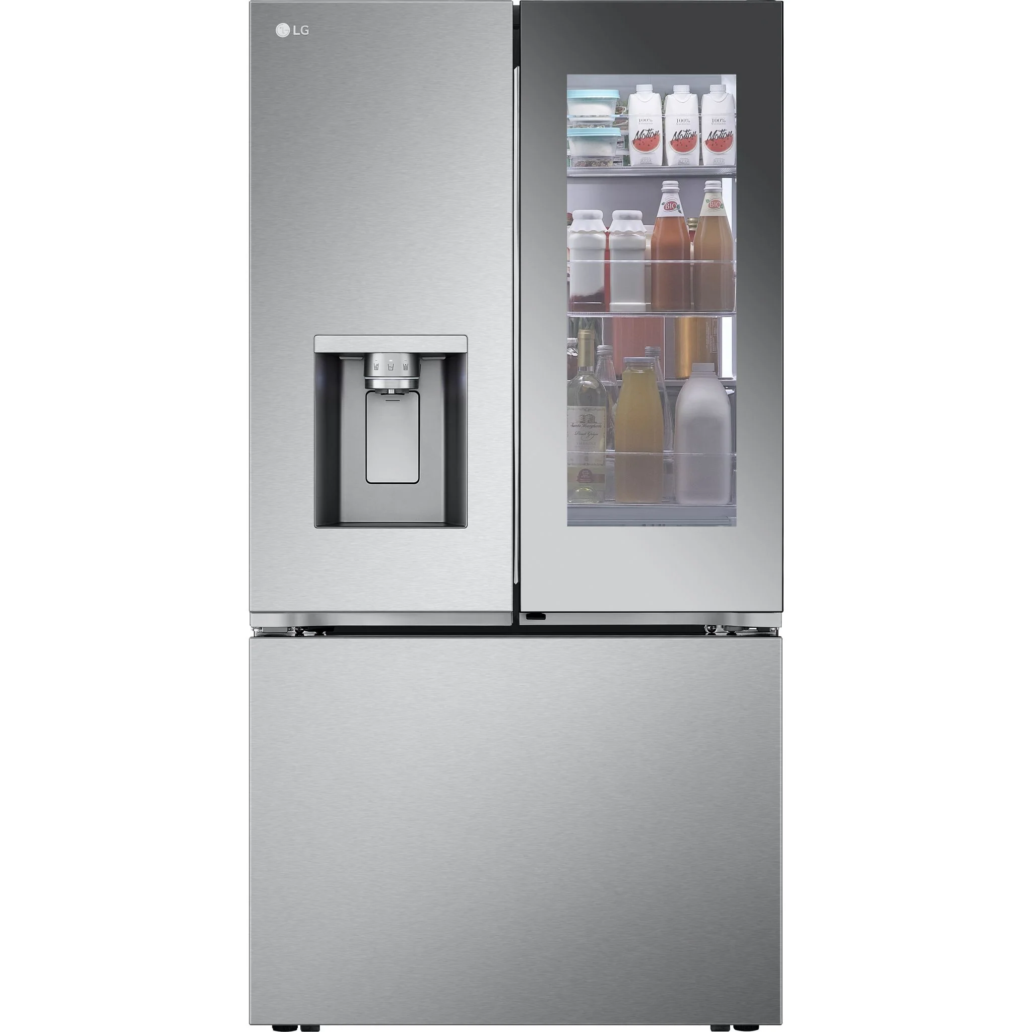 LG 31 cu. ft. Smart Standard-Depth MAX™ French Door Refrigerator with Four Types of Ice and Mirror InstaView - Stainless (LRYKS3106S)