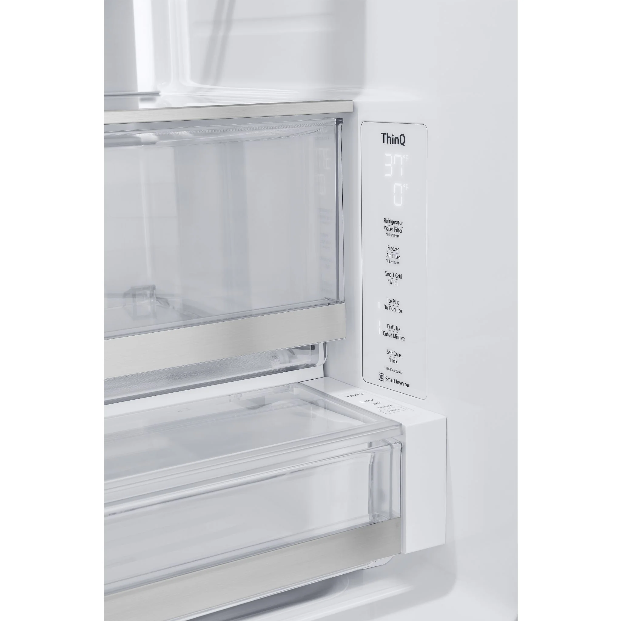 LG 31 cu. ft. Smart Standard-Depth MAX™ French Door Refrigerator with Four Types of Ice and Mirror InstaView - Stainless (LRYKS3106S) - Image 46