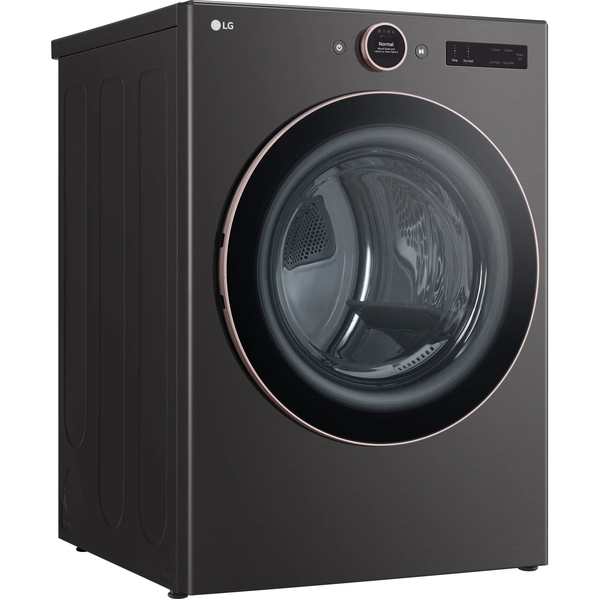 LG 7.4 cu. ft. Ultra Large Capacity Smart Front Load Electric ENERGY STAR® Dryer with Sensor Dry & Steam Technology - Black Steel (DLEX6500B) - Image 2