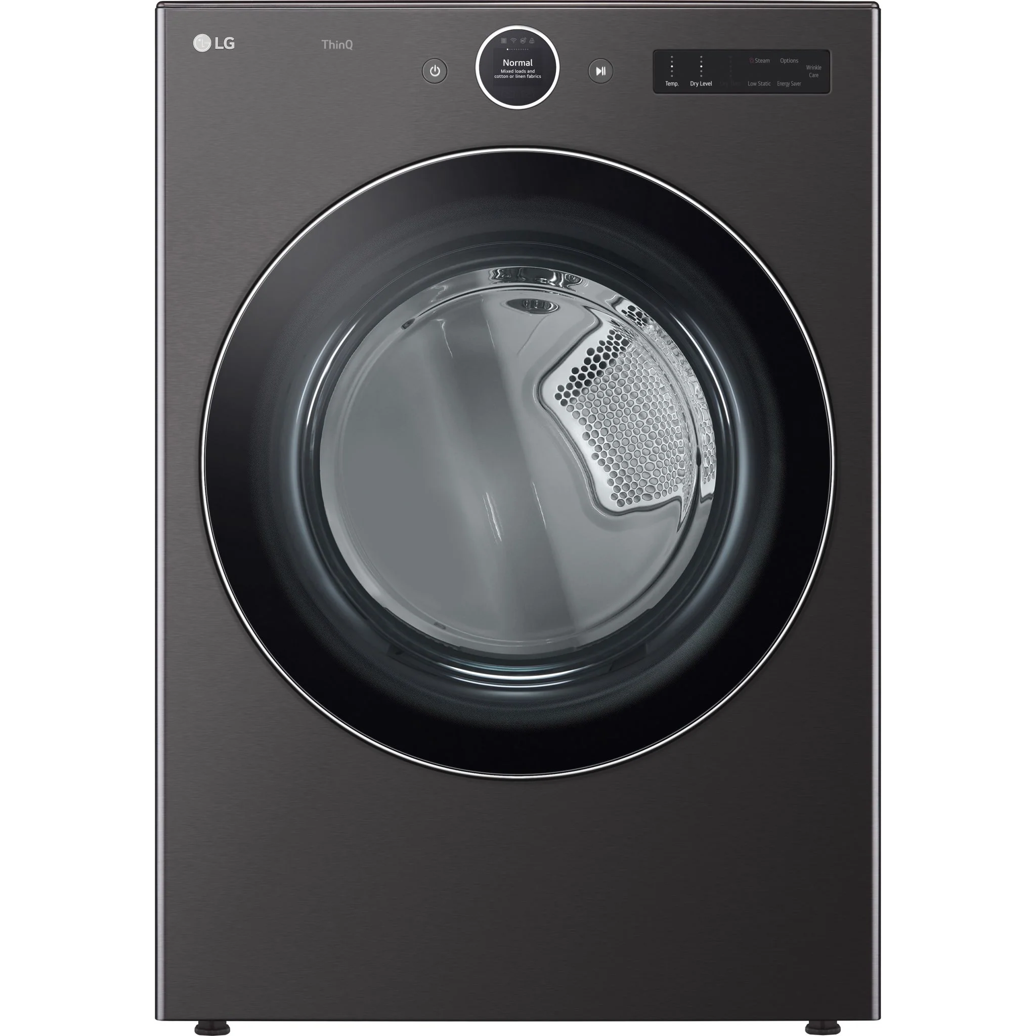 LG 7.4 cu. ft. Ultra Large Capacity Smart Front Load Dryer with Built-In Intelligence & TurboSteam® - Black Steel (DLEX6700B)