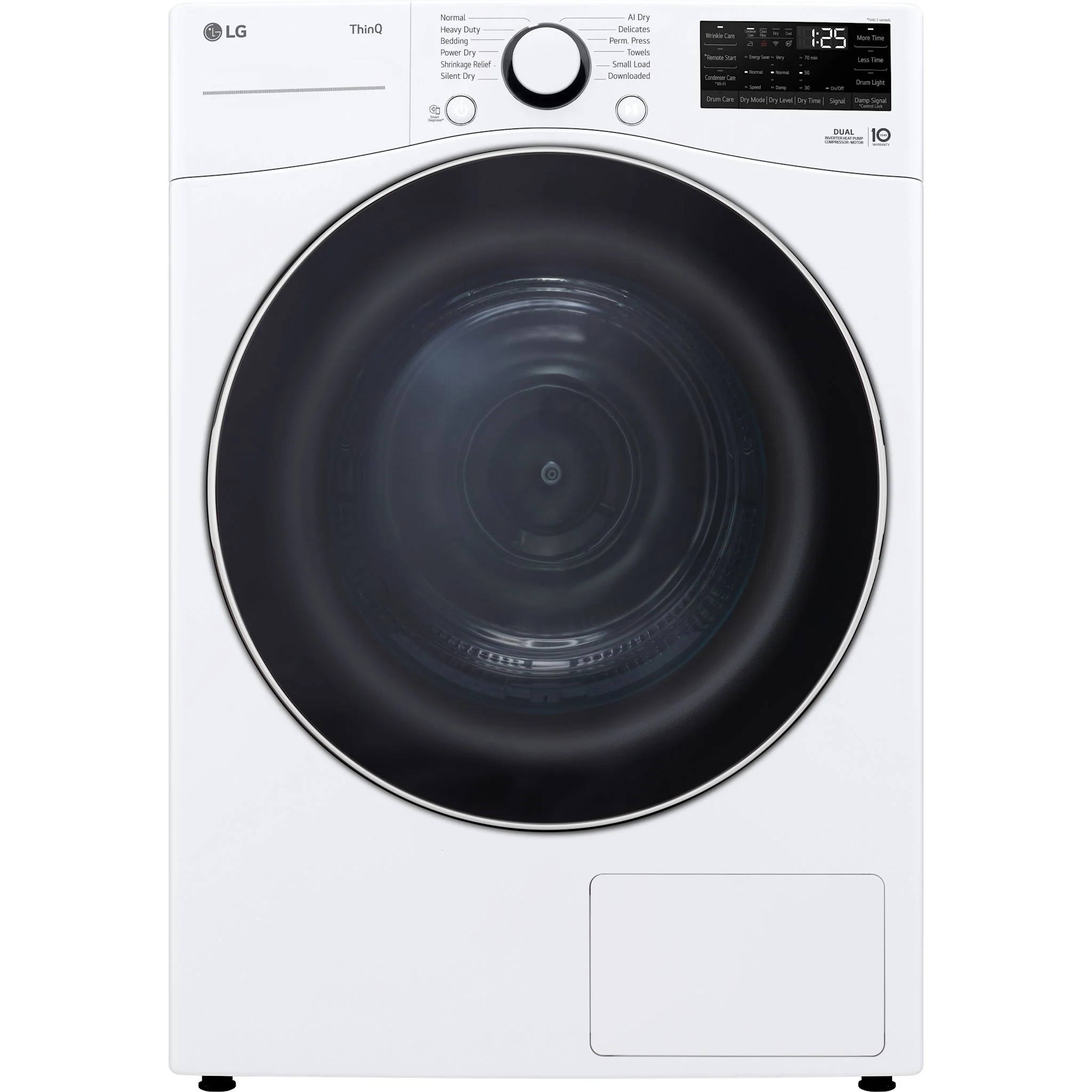LG 7.8 cu. ft. mega capacity smart front load dryer with Dual Inverter HeatPump™ Technology - White (DLHC3602W)