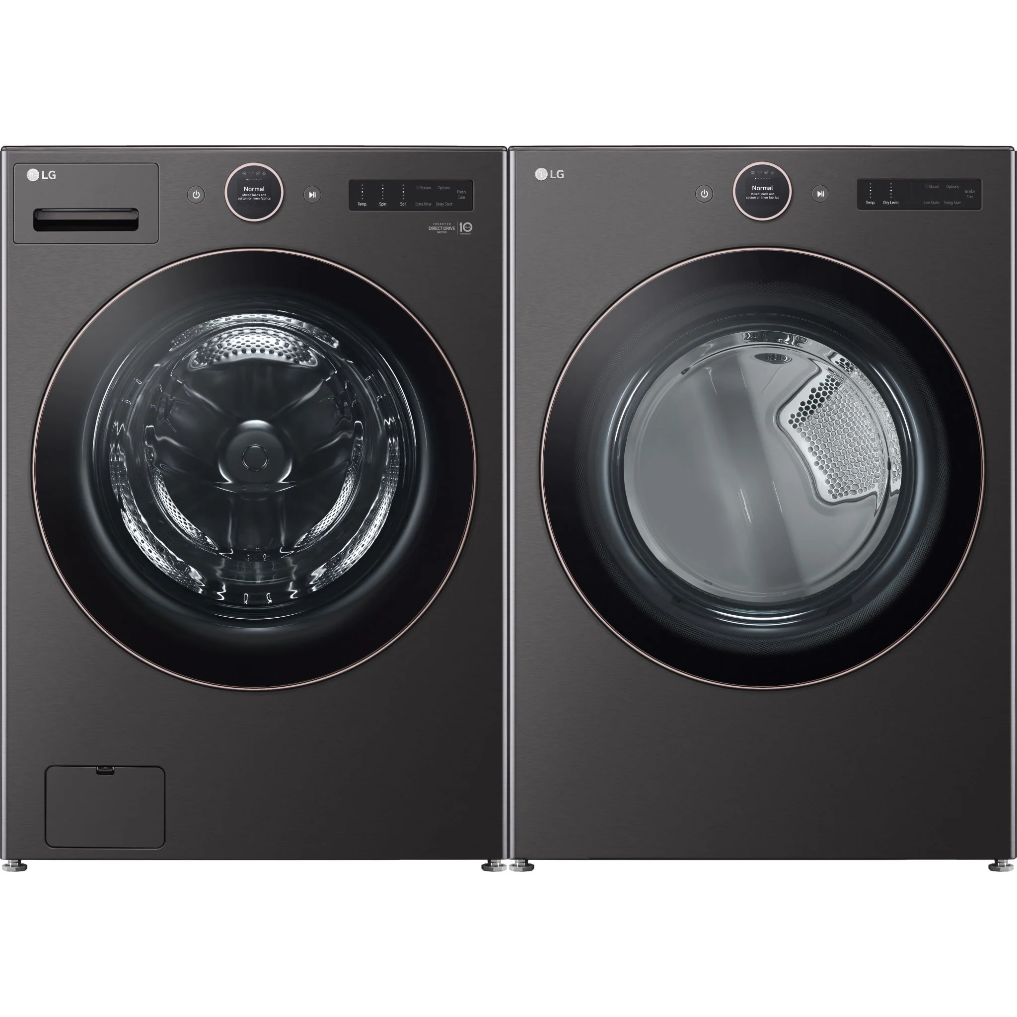 LG Front Load Pair (WM6500HBA-DLEX6500B) - Black Steel