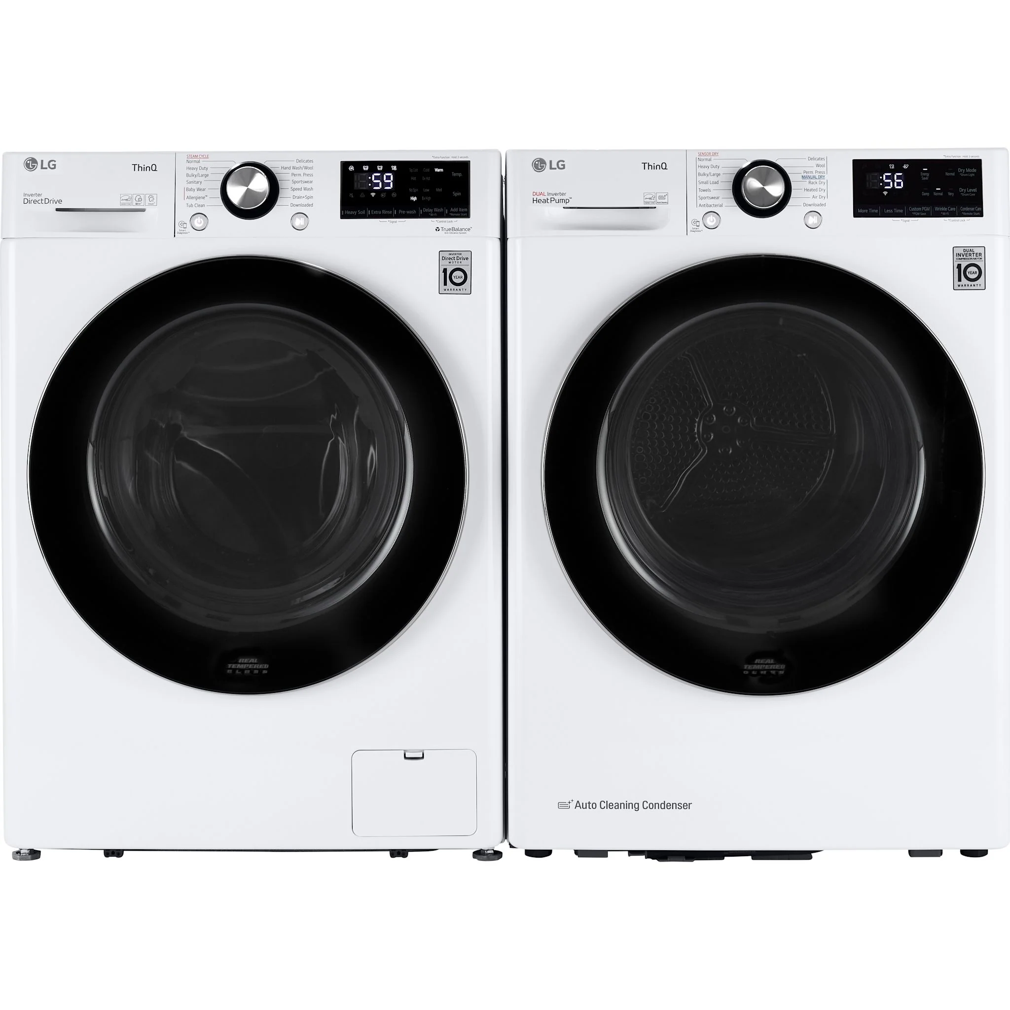 LG Front Load Pair (WM1455HWA-DLHC1455W) - White
