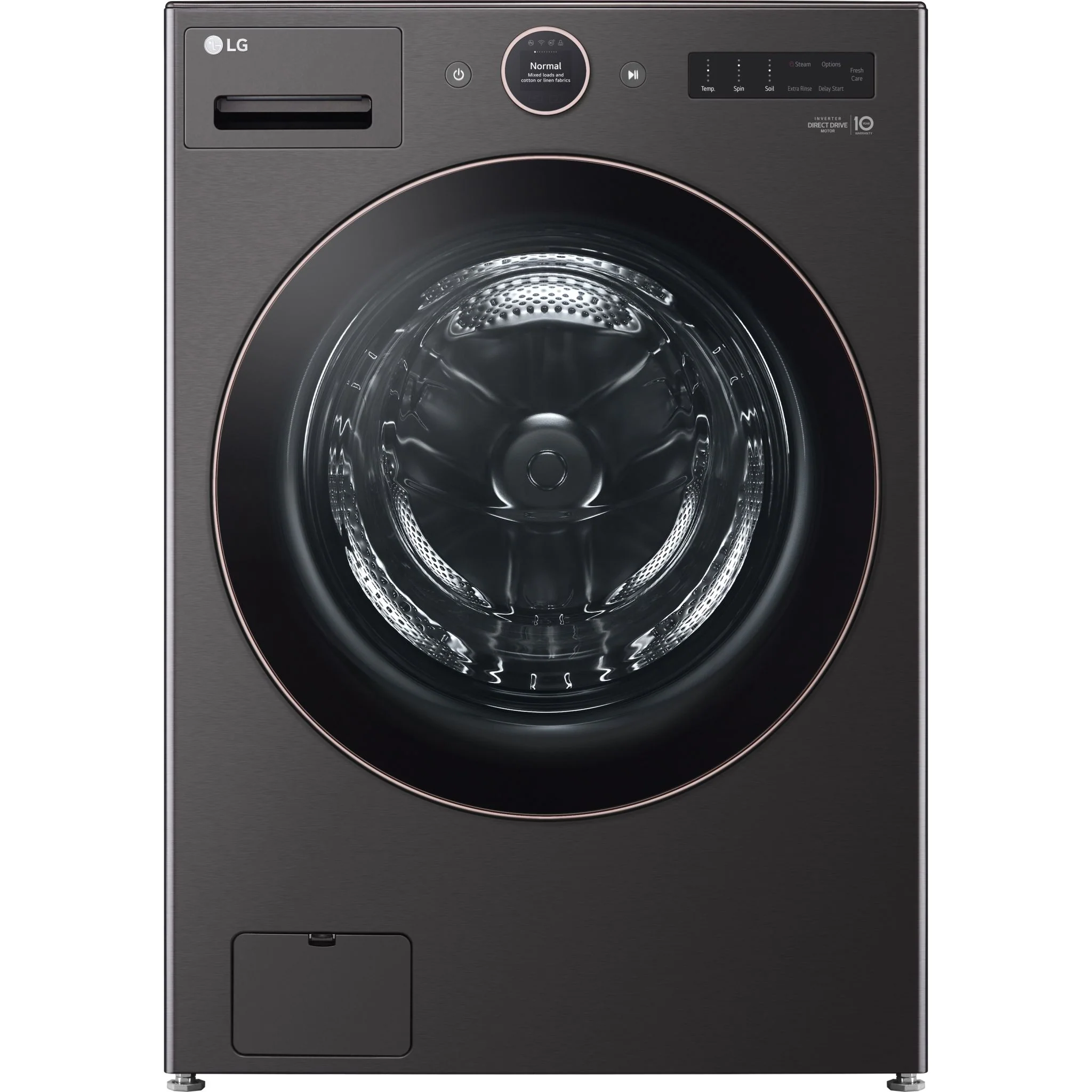 LG 5.8 cu. ft. Mega Capacity Smart Front Load ENERGY STAR® Washer with TurboWash®360° and AI DD™ Built-In Intelligence - Black Steel (WM6500HBA)