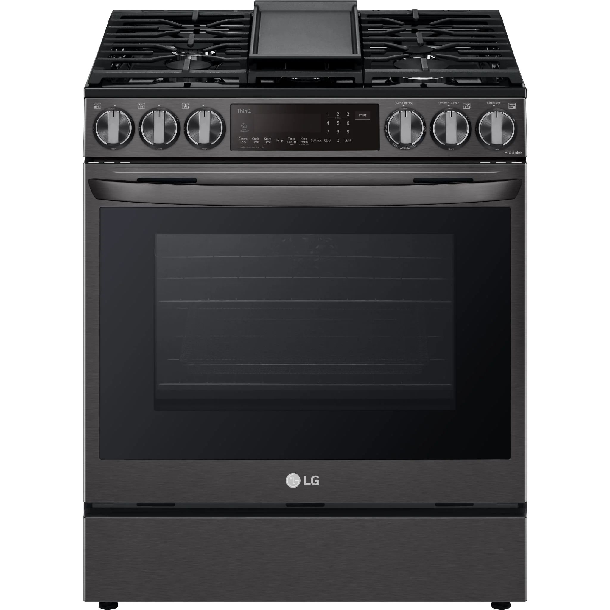 LG 6.3 cu ft. Smart wi-fi Enabled ProBake Convection® InstaView® Gas Slide-In Range with Air Fry - Black Stainless (LSGL6335D)