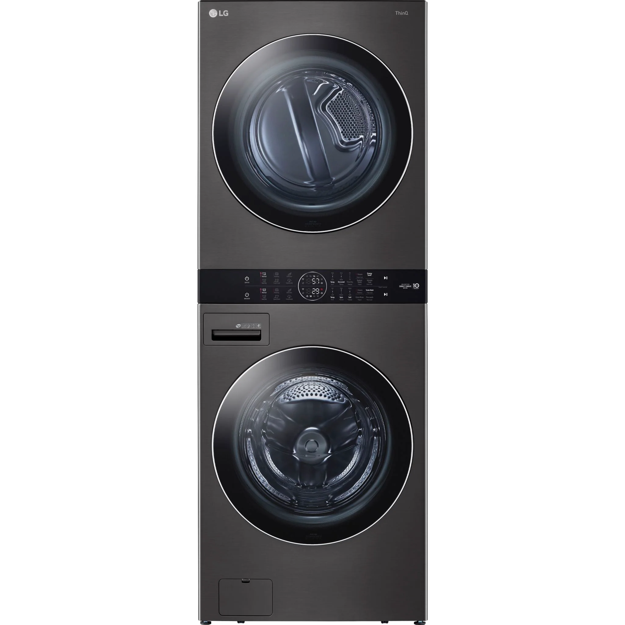 LG Single Unit Front Load LG WashTower® with Centre Control™ 5.2 cu. ft. Washer and 7.4 cu. ft. Gas - Black (WKGX201HBA)