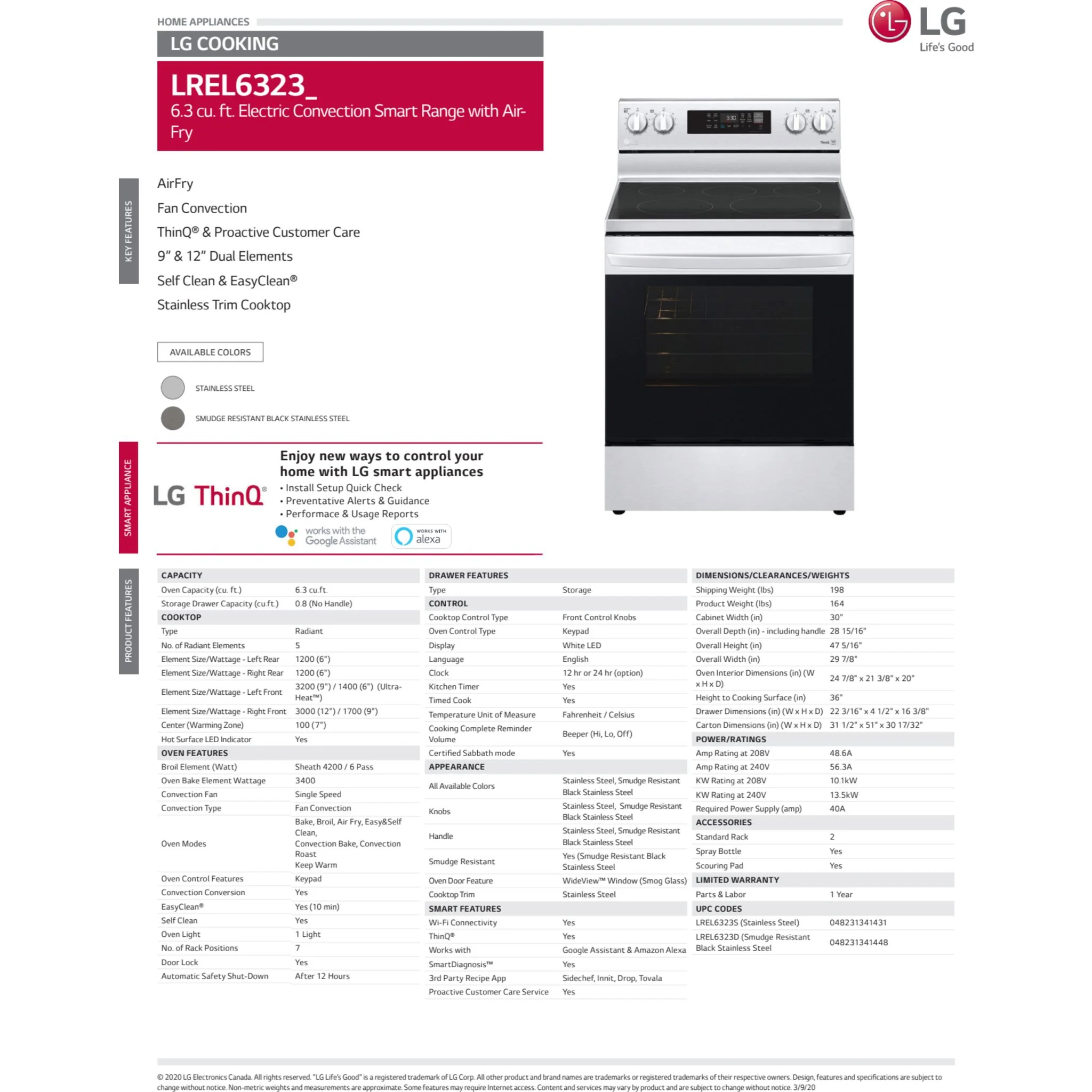 LG 6.3 cu ft. Smart Wi-Fi Enabled Fan Convection Electric Range with Air Fry & EasyClean - Stainless (LREL6323S) - Image 28