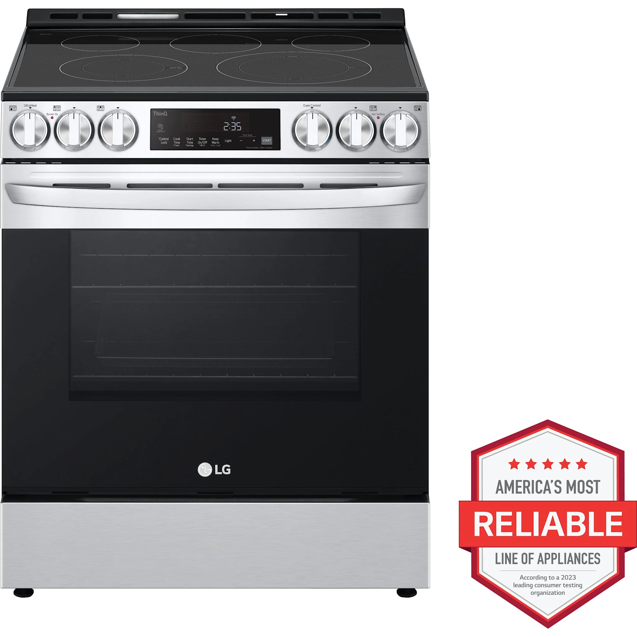 LG 6.3 cu ft. Smart Wi-Fi Enabled Fan Convection Electric Slide-in Range with Air Fry & EasyClean - Stainless (LSEL6333F) - Image 4