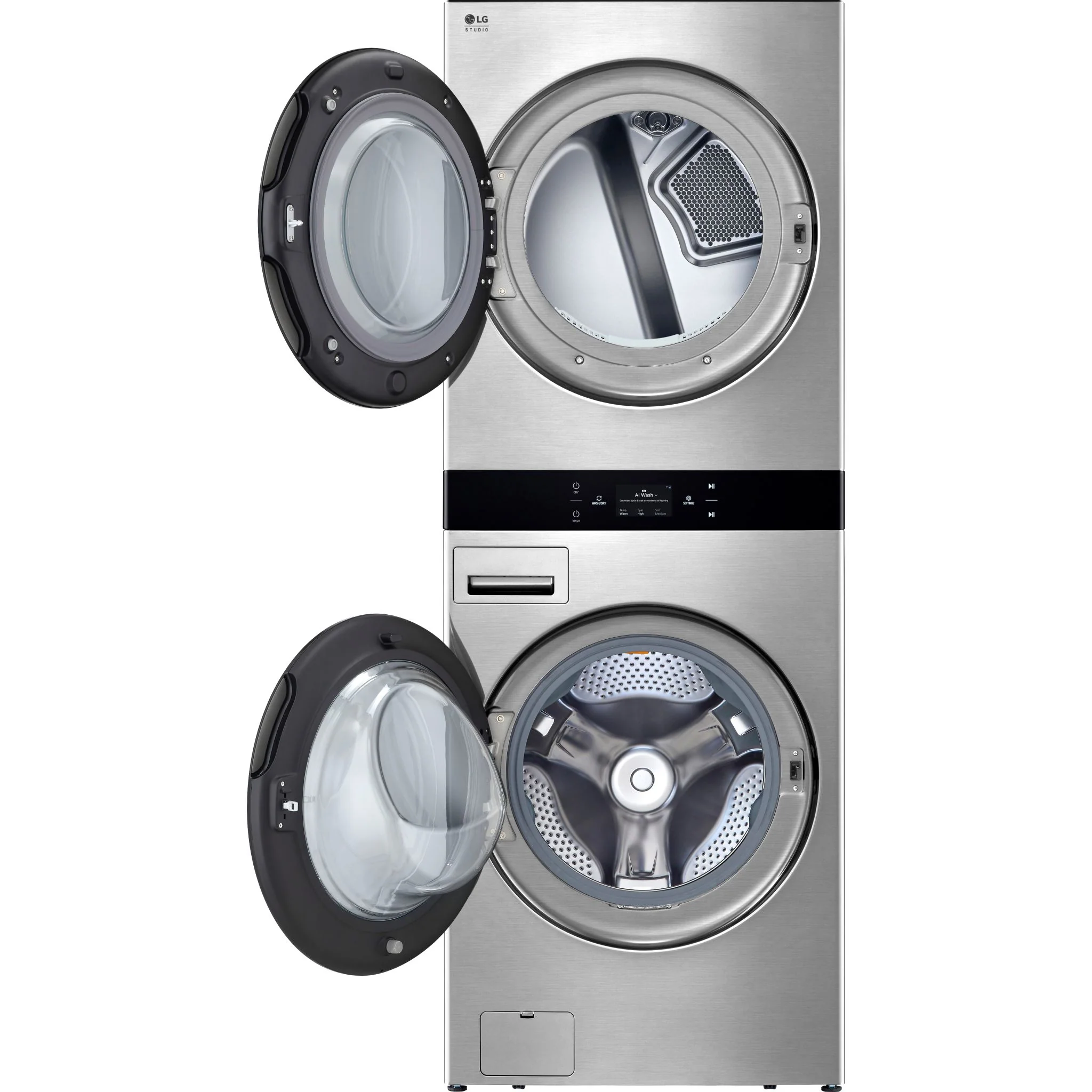 LG Studio WashTower® with AIDD 2.0 and ezDispense. 5.8 and 7.4 cu.ft. - Noble Steel (SWWE50N3) - Image 2