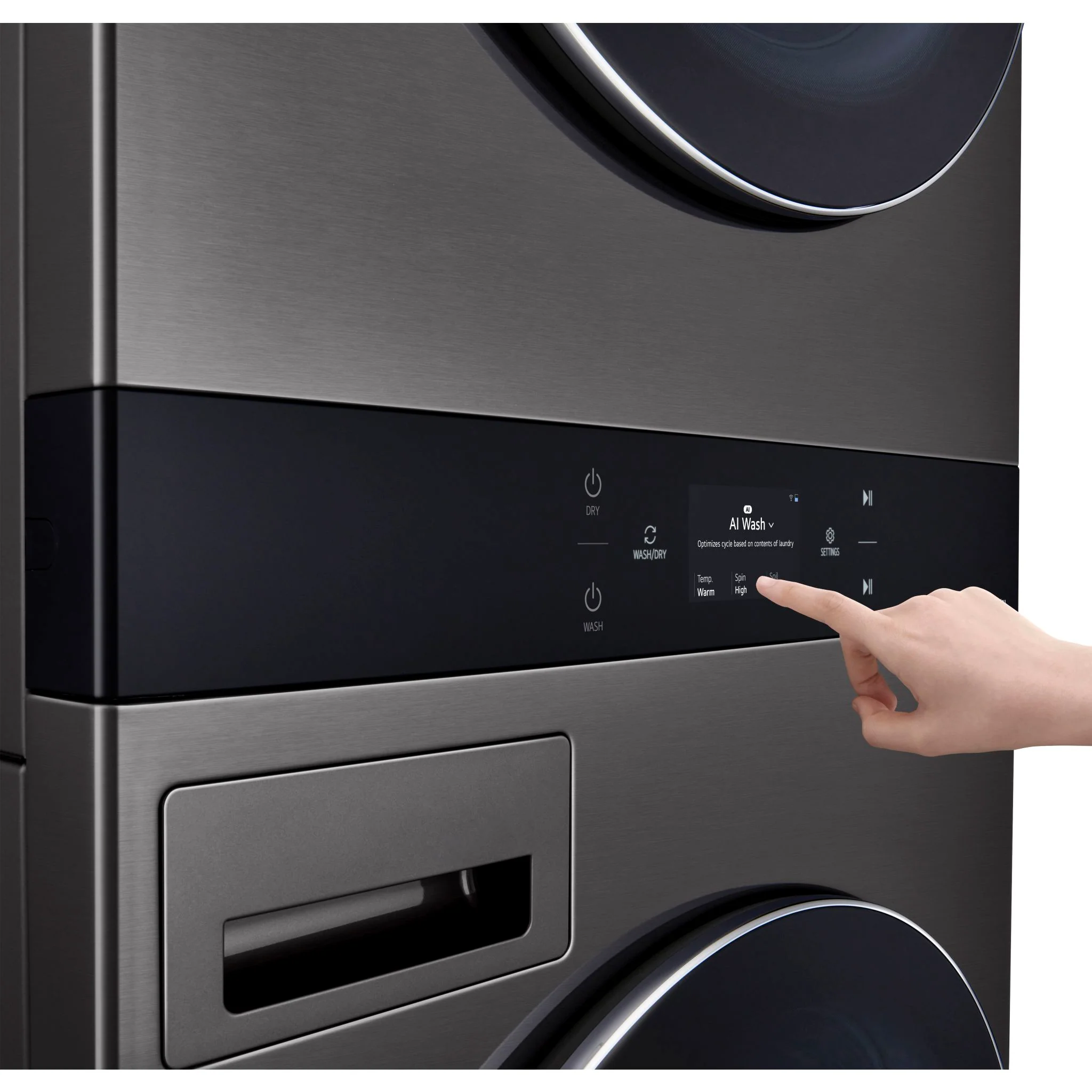 LG Single Unit Front Load LG WashTower® Center Control™ 5.8 cu.ft. Washer & 7.4 cu.ft. Electric Dryer - Black (WKEX300HBA) - Image 20