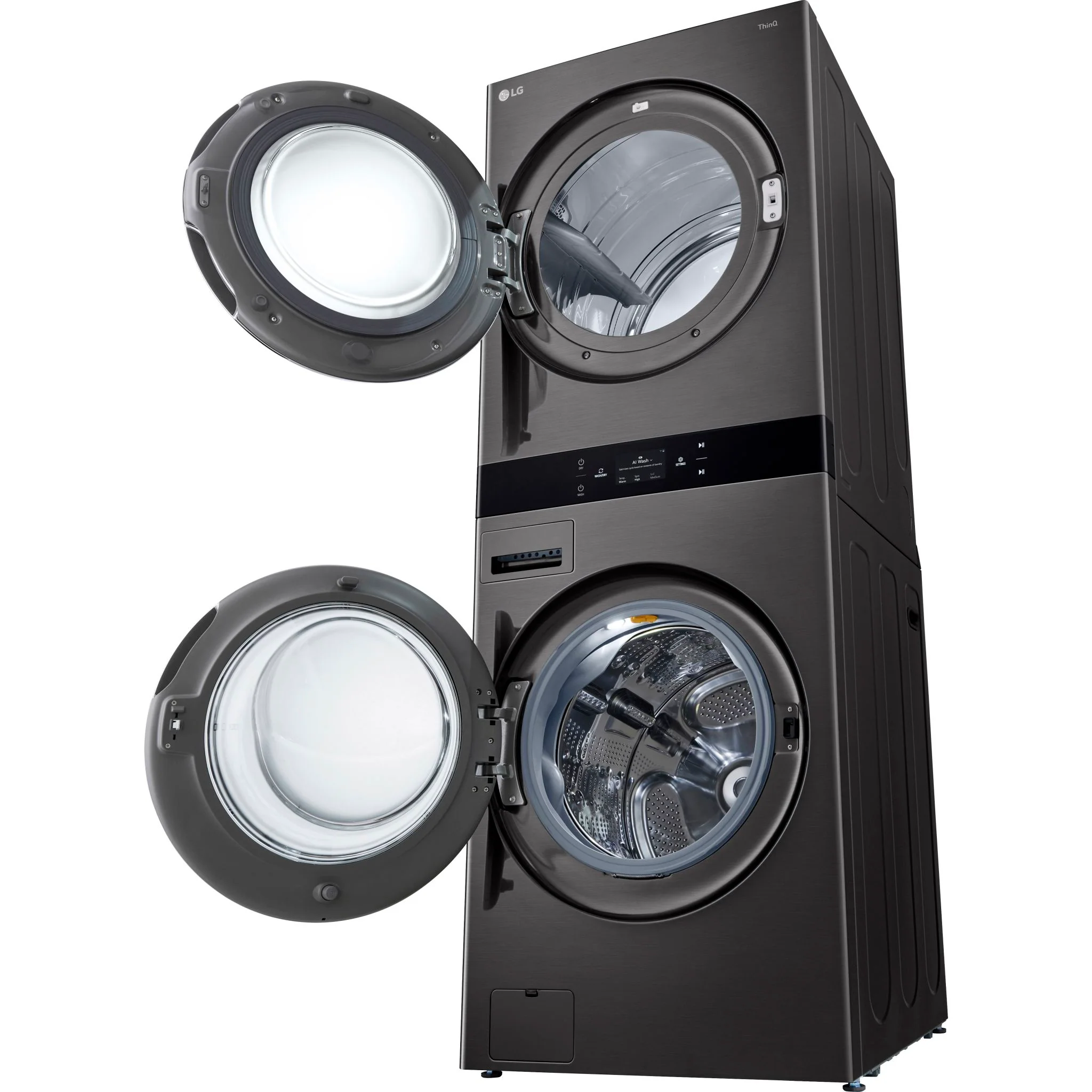LG Single Unit Front Load LG WashTower® Center Control™ 5.8 cu.ft. Washer & 7.4 cu.ft. Electric Dryer - Black (WKEX300HBA) - Image 4
