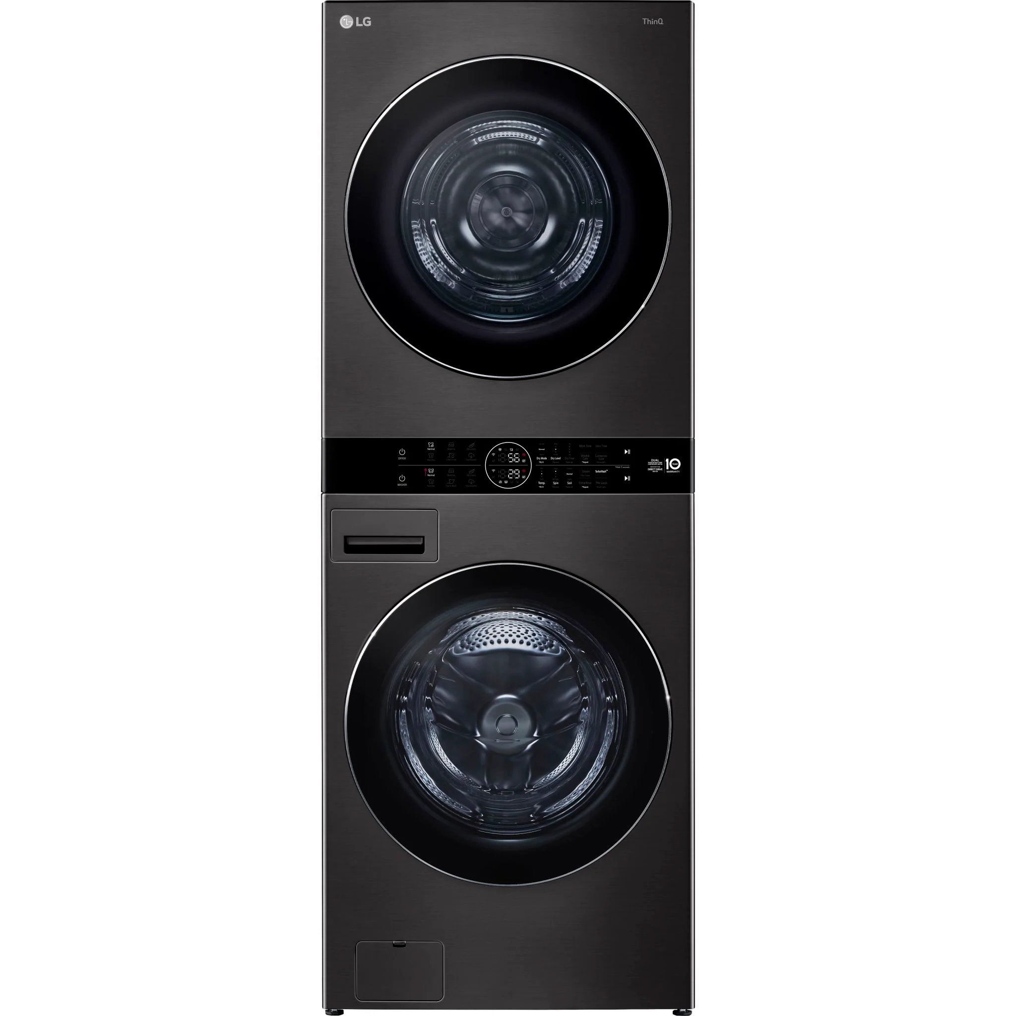 LG WashTower® with DirectDrive®Heat Pump Dryer, 5.8 cu.ft. Washer, 7.8 cu.ft. Dryer - Black Steel (WKHC252HBA)