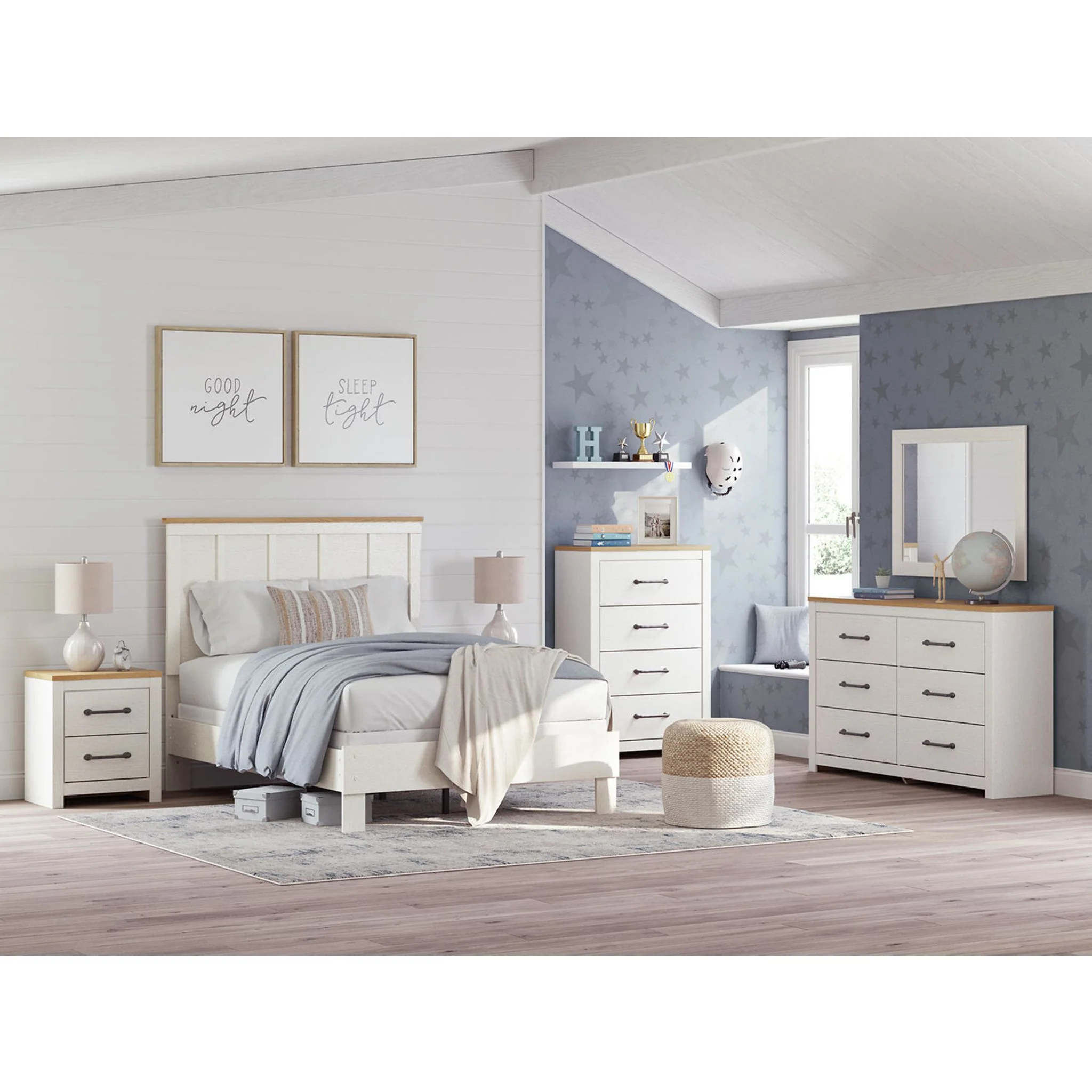 Linnocreek Dresser and Mirror - White/Warm Brown - Image 2