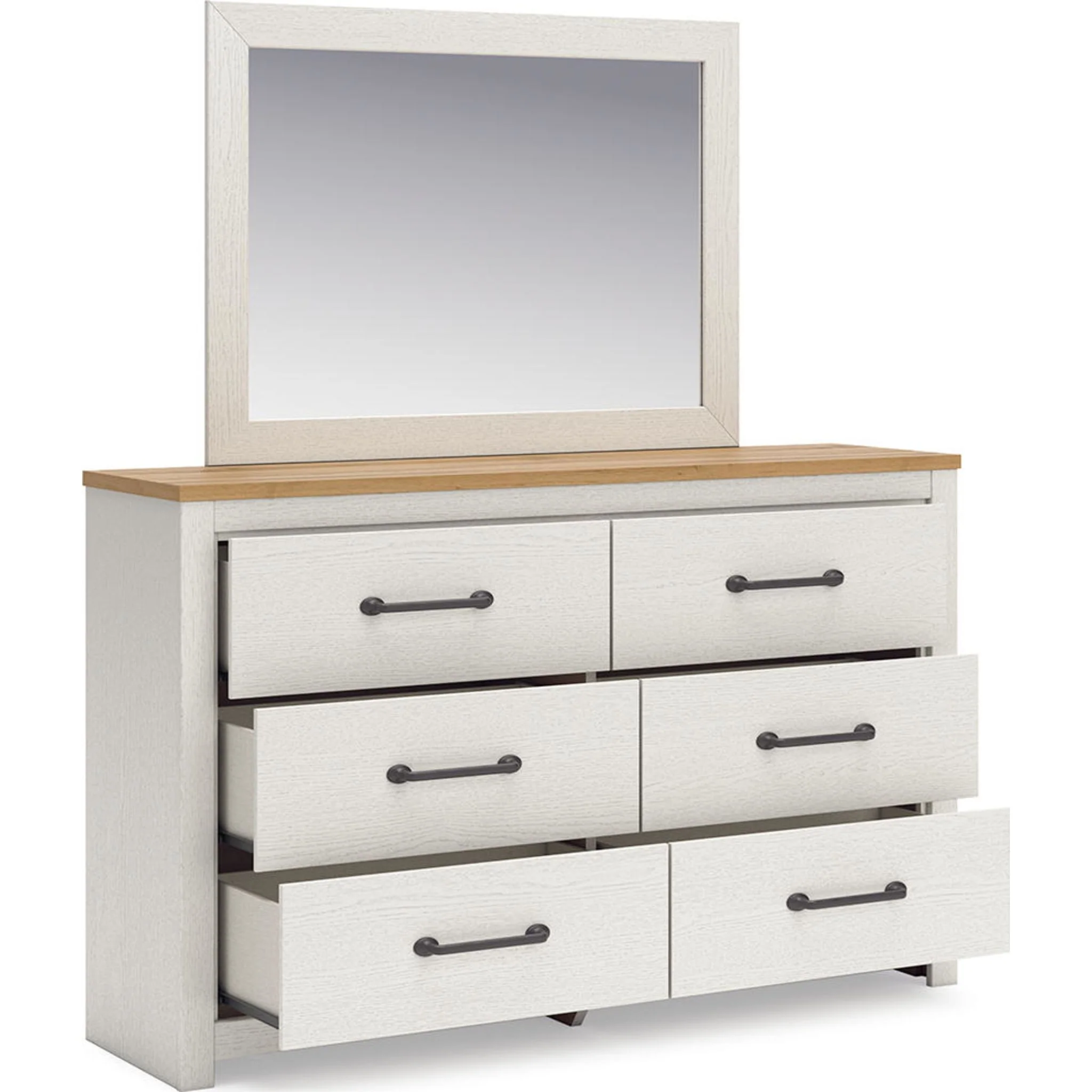 Linnocreek Dresser and Mirror - White/Warm Brown - Image 4
