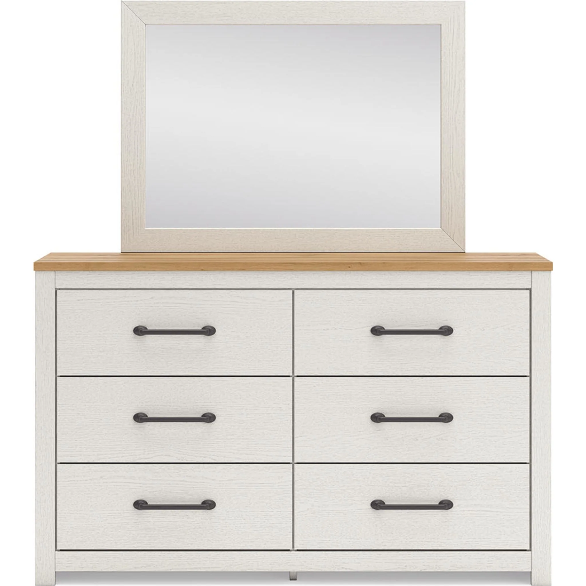 Linnocreek Dresser and Mirror - White/Warm Brown - Image 7