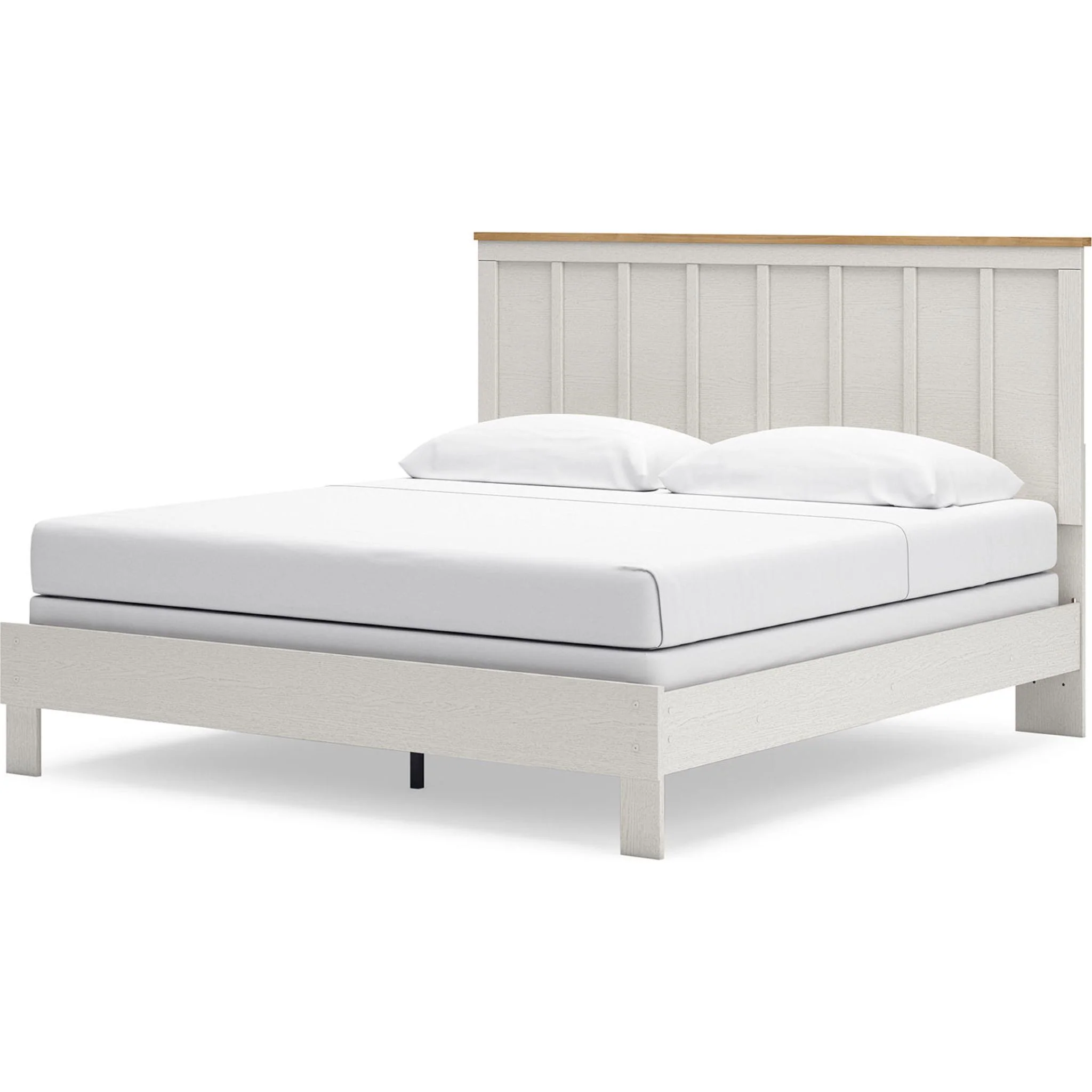 Linnocreek King Panel Bed - White/Warm Brown - Image 3
