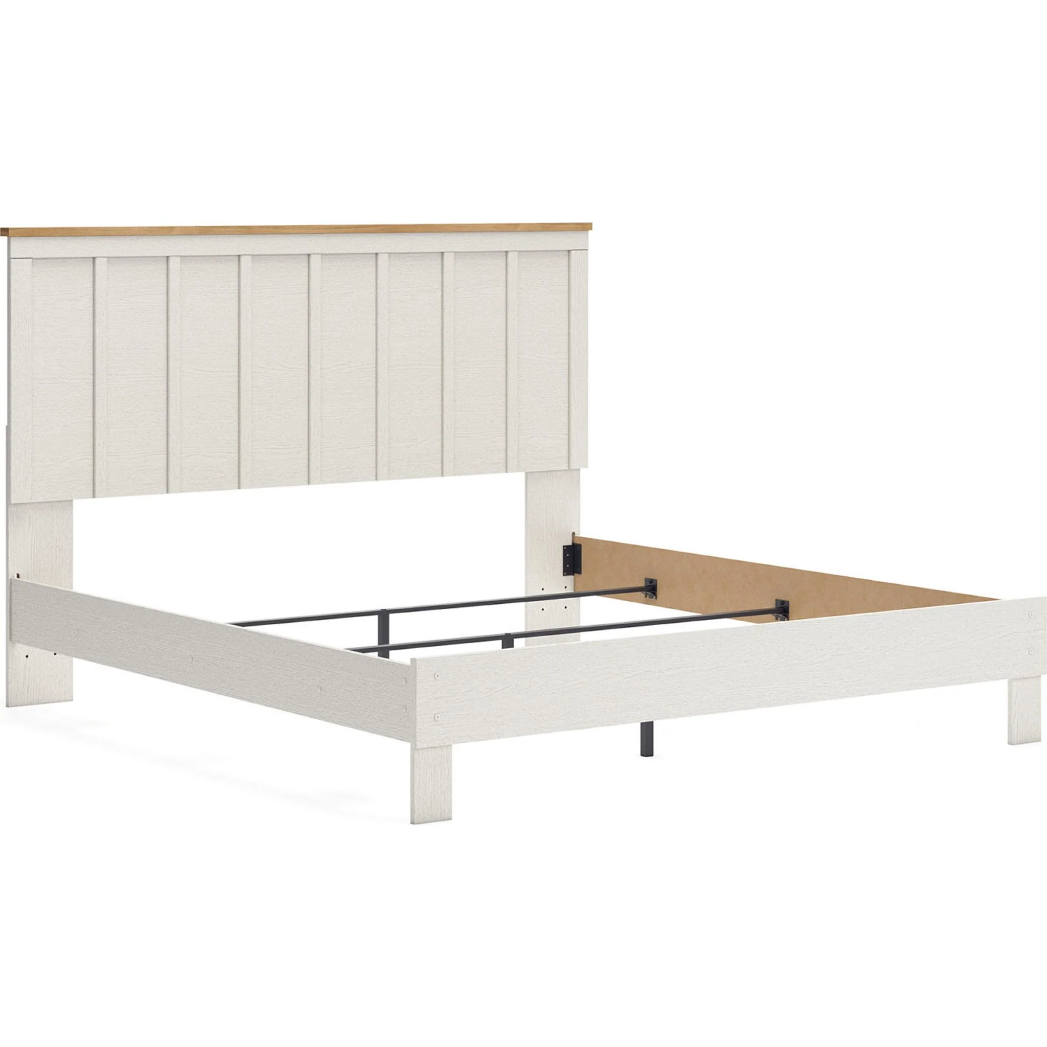Linnocreek King Panel Bed - White/Warm Brown - Image 4