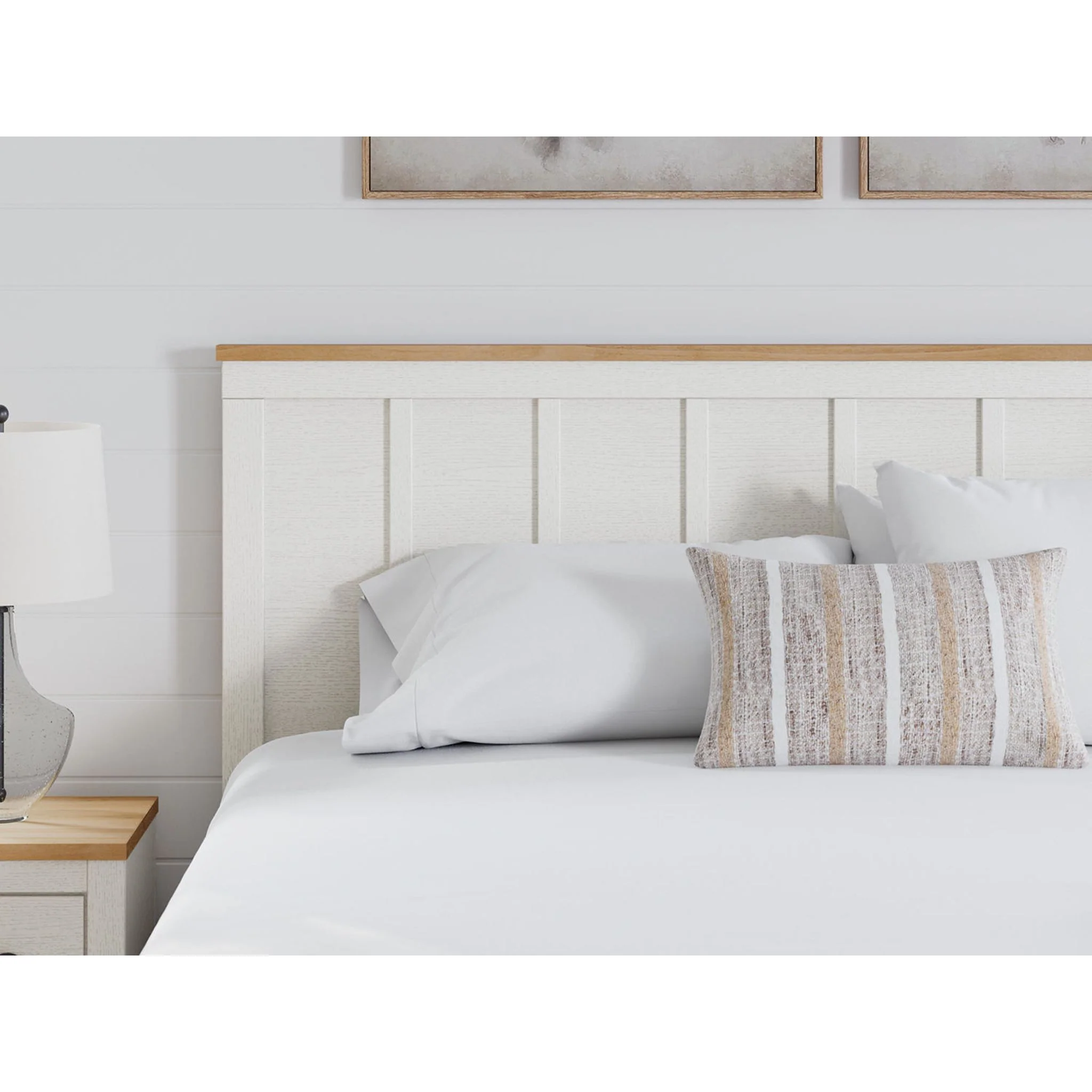 Linnocreek King Panel Headboard - White/Warm Brown - Image 3