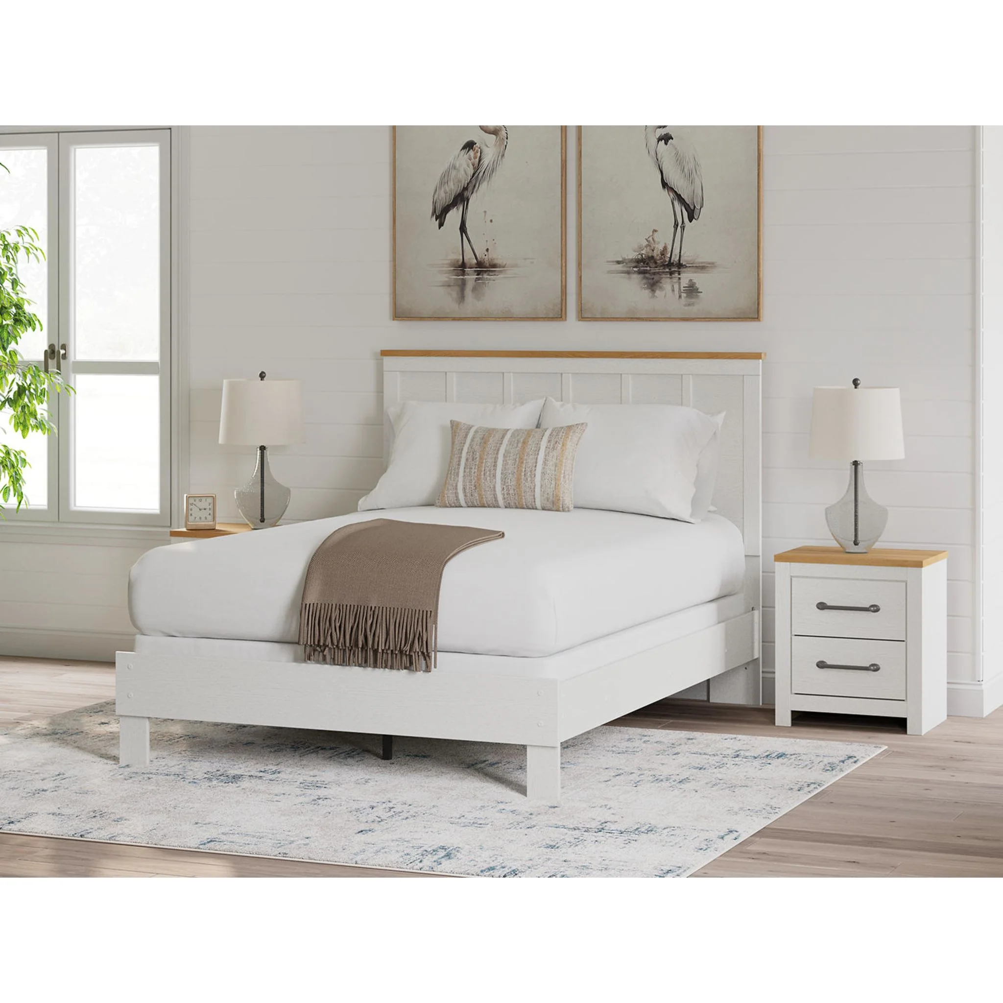 Linnocreek Queen Panel Bed - White/Warm Brown - Image 9
