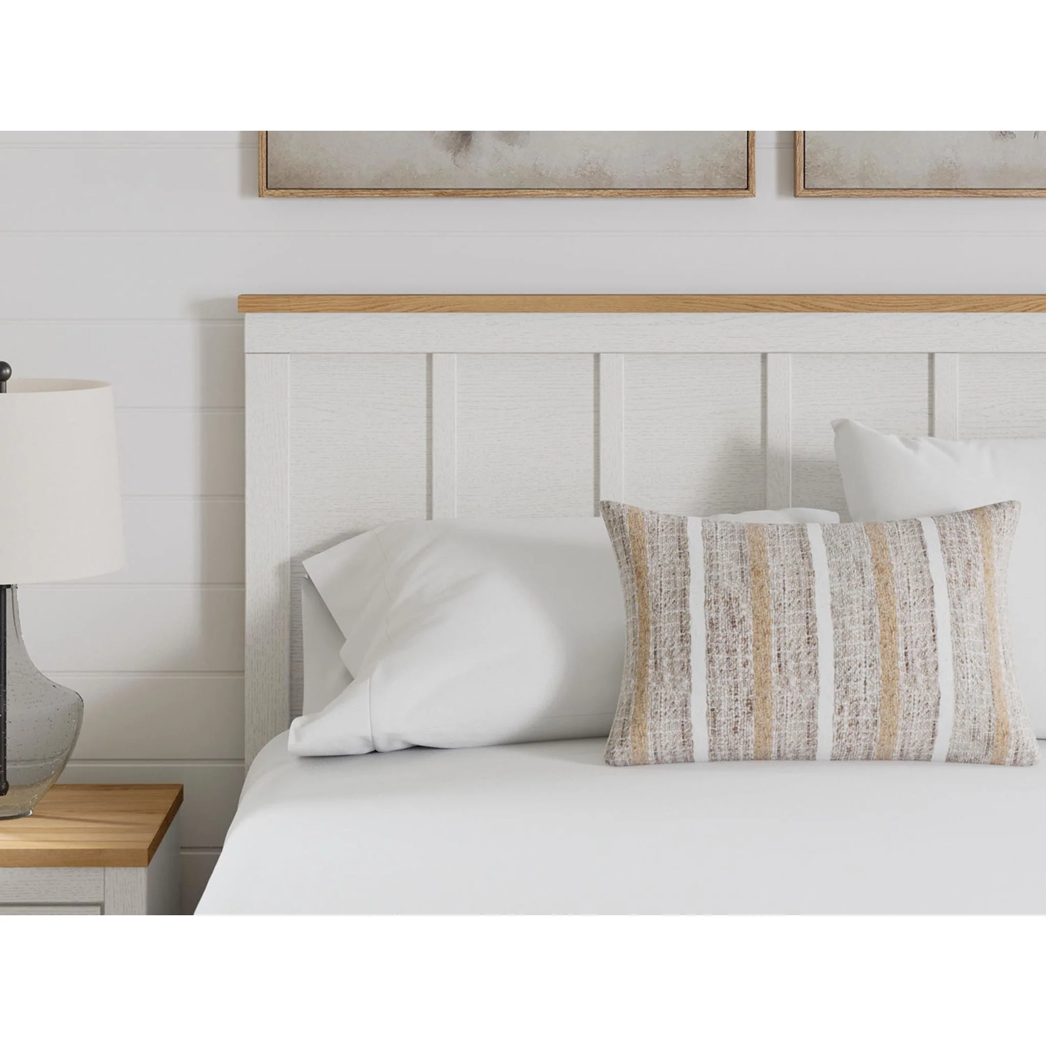Linnocreek Queen Panel Headboard - White/Warm Brown - Image 3