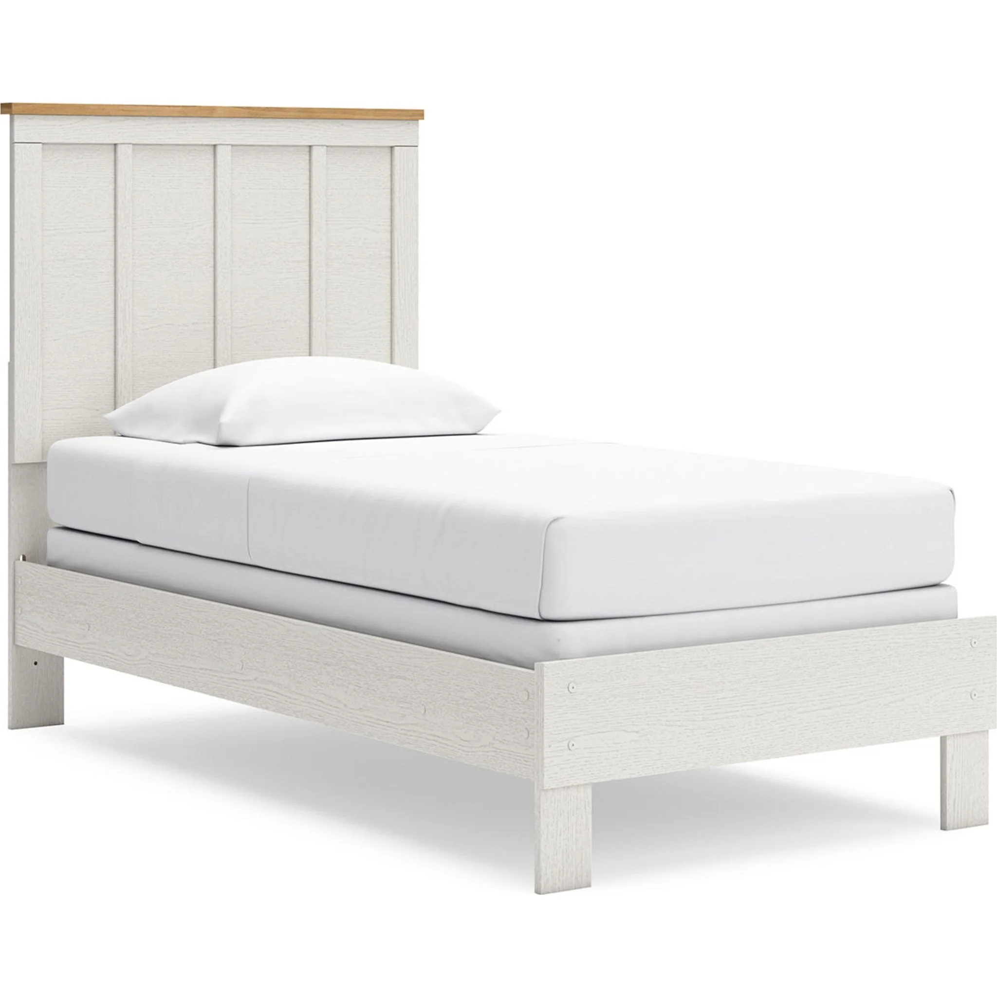 Linnocreek Twin Panel Bed - White/Warm Brown
